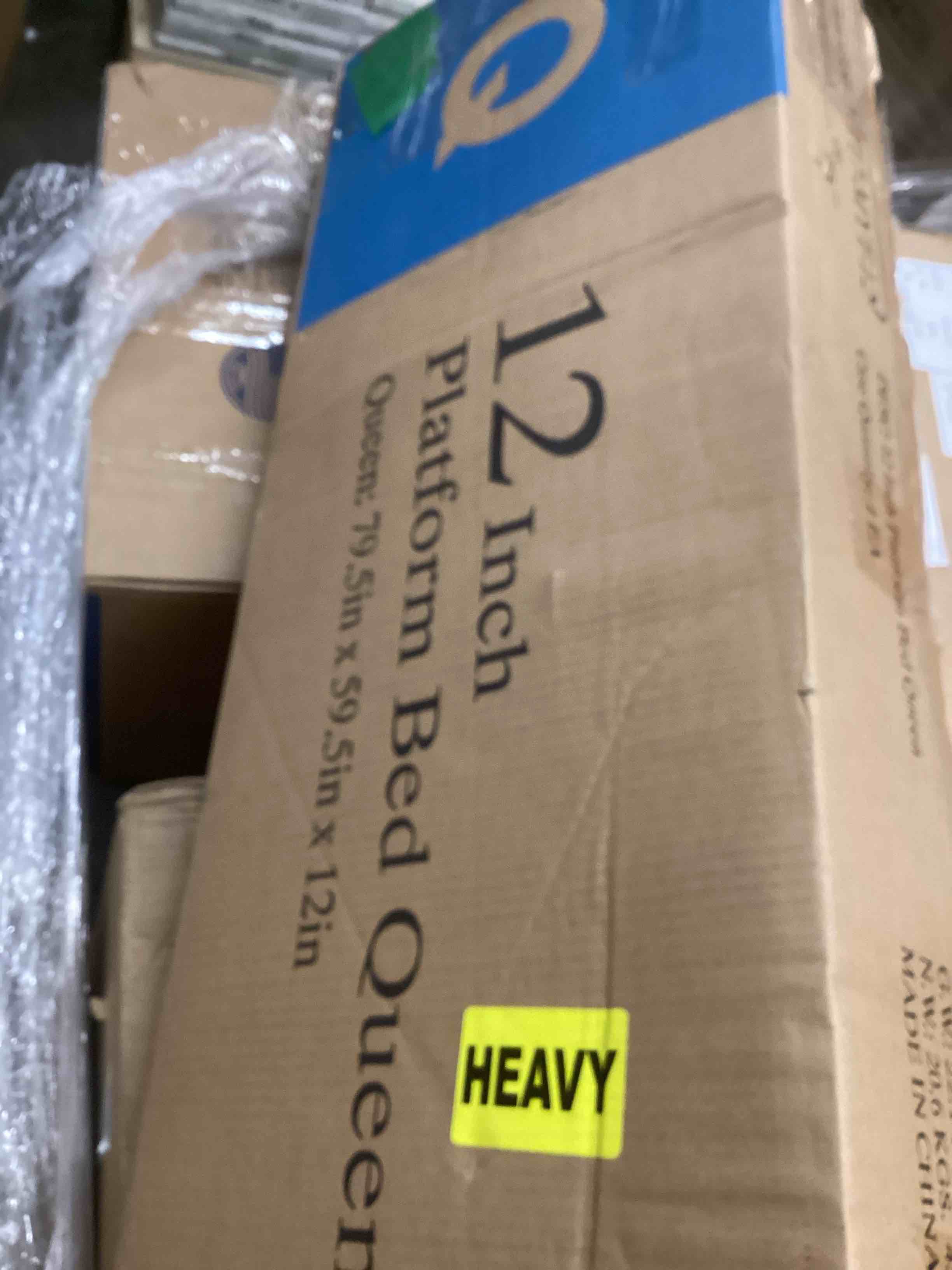 Condition photo showing As Is for 12 Inch Bed Frame Queen Size Heavy Duty Steel Slat Support Metal Platform Queen Bed Frame No Box Spring Needed, Easy Assembly, Black