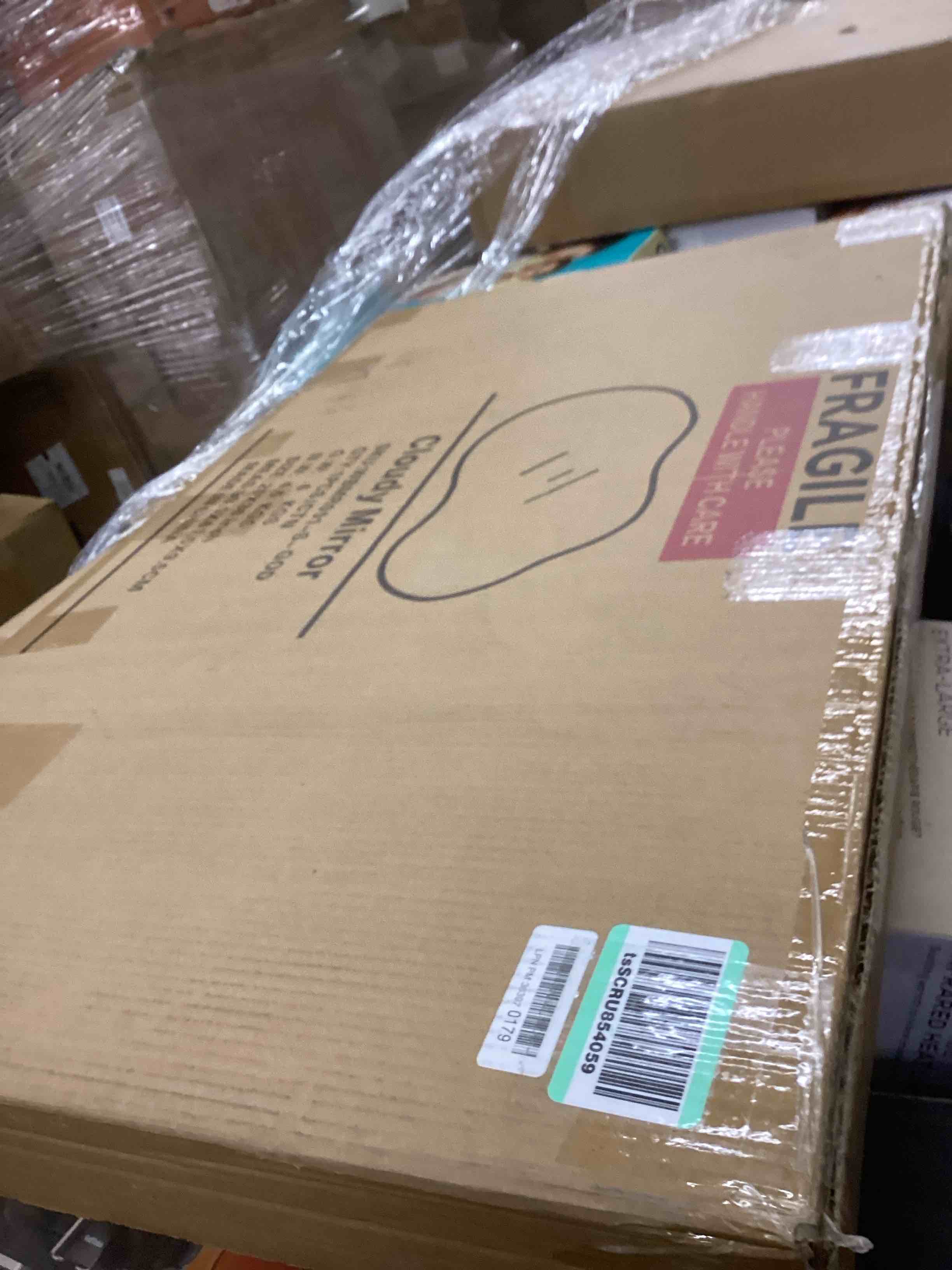 Condition photo showing New/Like New for Irregular Wall Mirror - Wall Mirrors Decorative 20"x36" Gold Asymmetrical Mirror Tempered Glass Aviation Aluminum Alloy Frame for Bathroom, Bedroom, Living Room, Cloakroom, Entryway Rose Gold 20"L x 36"W