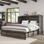 farmhouse queen murphy bed with large storage drawer & charging station, gray (incomplete box 1/2)