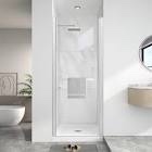kpuy 26-28 in. w x 72 in. h pivot frameless shower door in brushed nickel with clear tempered glass