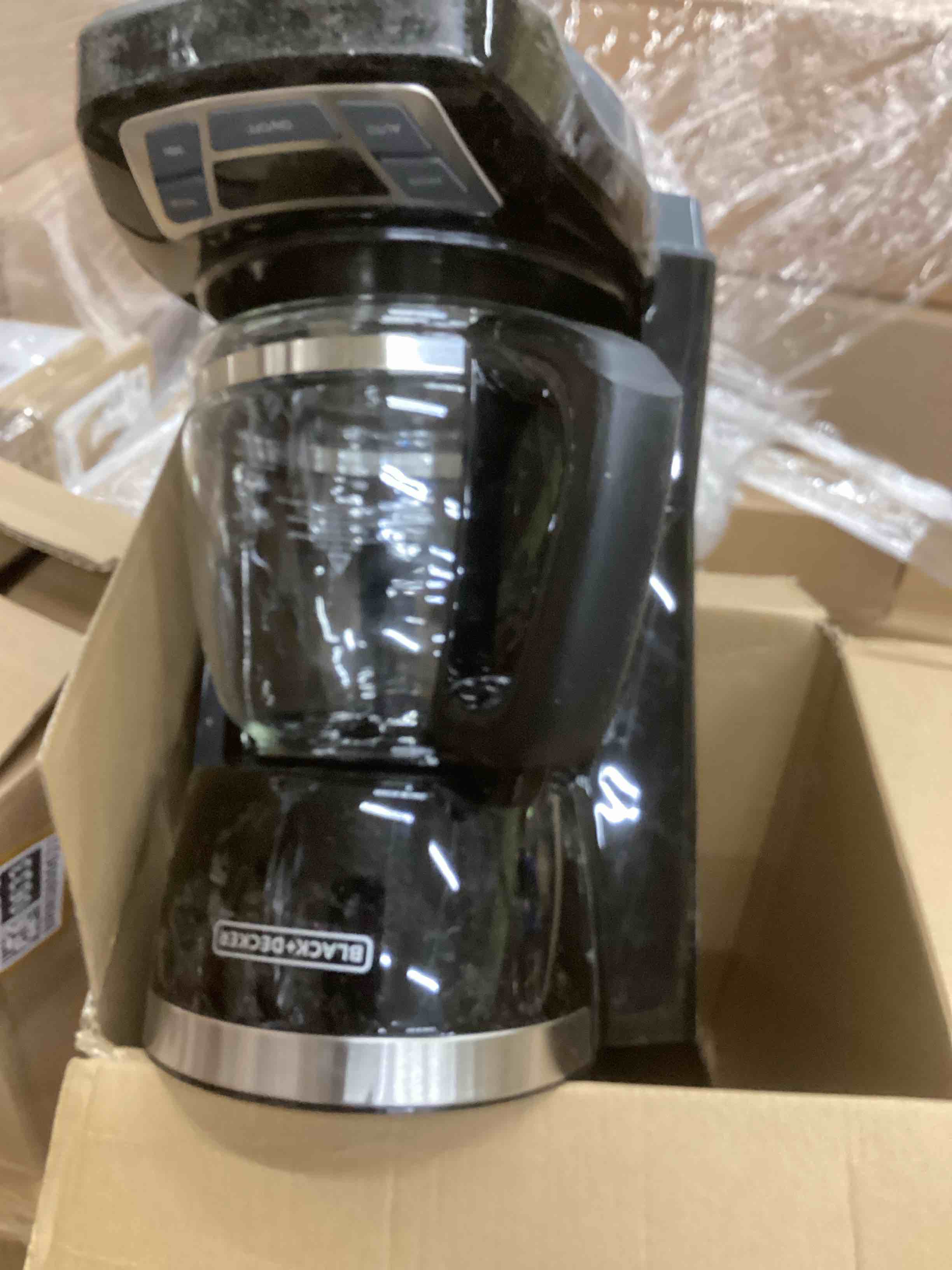 Condition photo showing As Is for BLACK+DECKER 12-Cup Digital Coffee Maker  Programmable  Washable Basket Filter  Sneak-A-Cup  Auto Brew  Water Window  Keep Hot Plate  Black