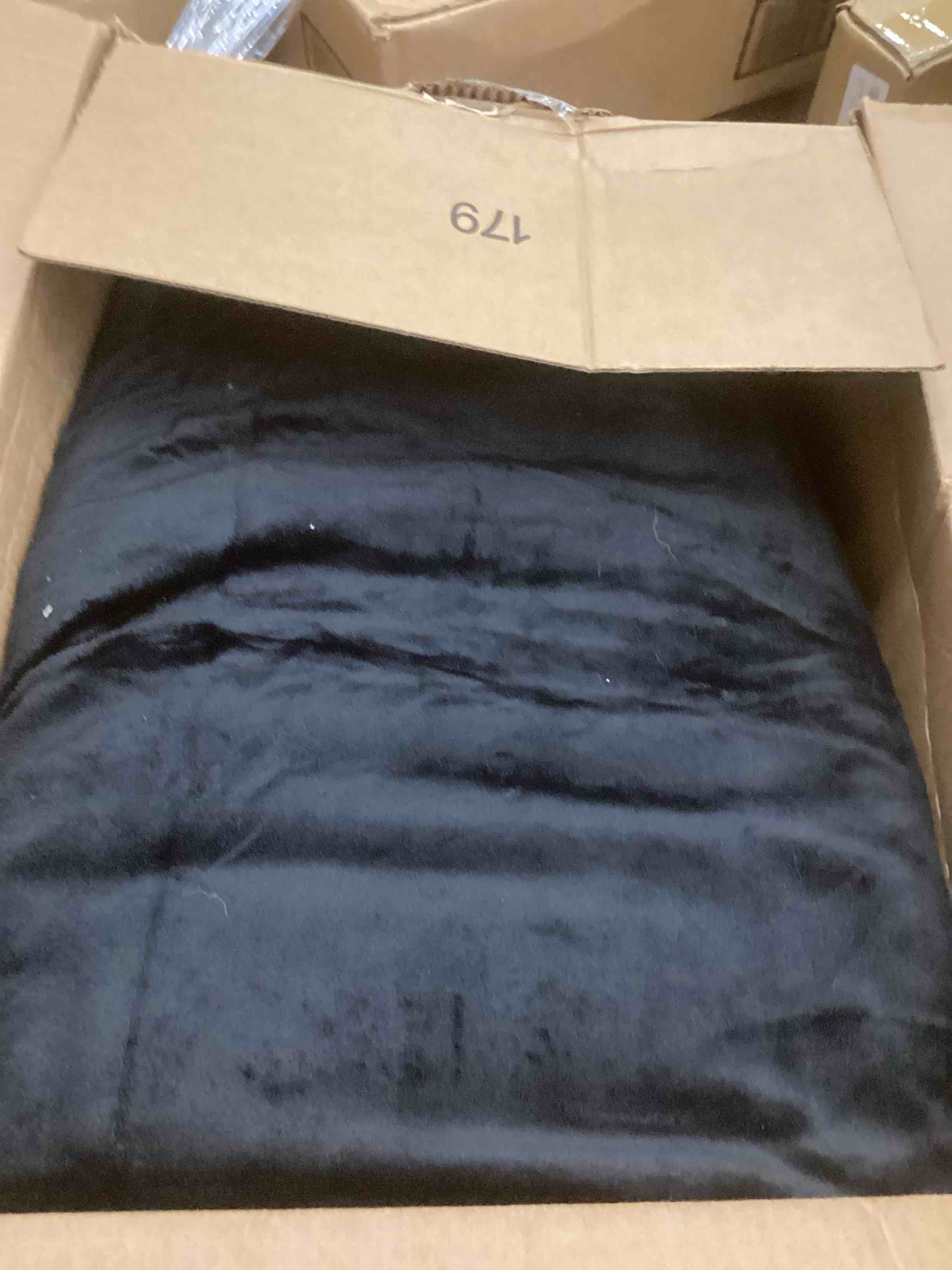 Condition photo showing As Is for Lotus Karen Faux Fur Twin Blanket for Couch, Cozy Soft Fluffy Fuzzy Black Blanket, Striped Warm Thick Furry Plush Shaggy Small Blankets for Women, 60x80 Black 60" x 80"