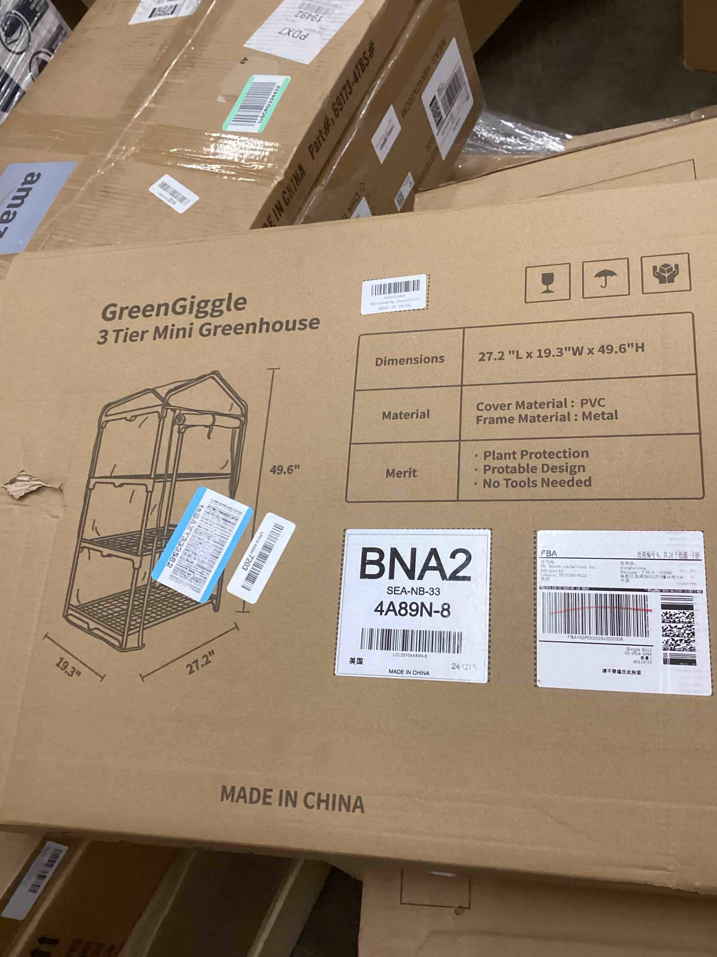 Condition photo showing New/Like New for 3 Tier mini Indoor Greenhouse Upgraded with Shelf Clips,27"x19"x50" Greenhouse for Indoors&greenhouses for Outdoors with PVC Cover and Roll-Up Zipper Door 3 Tier PVC