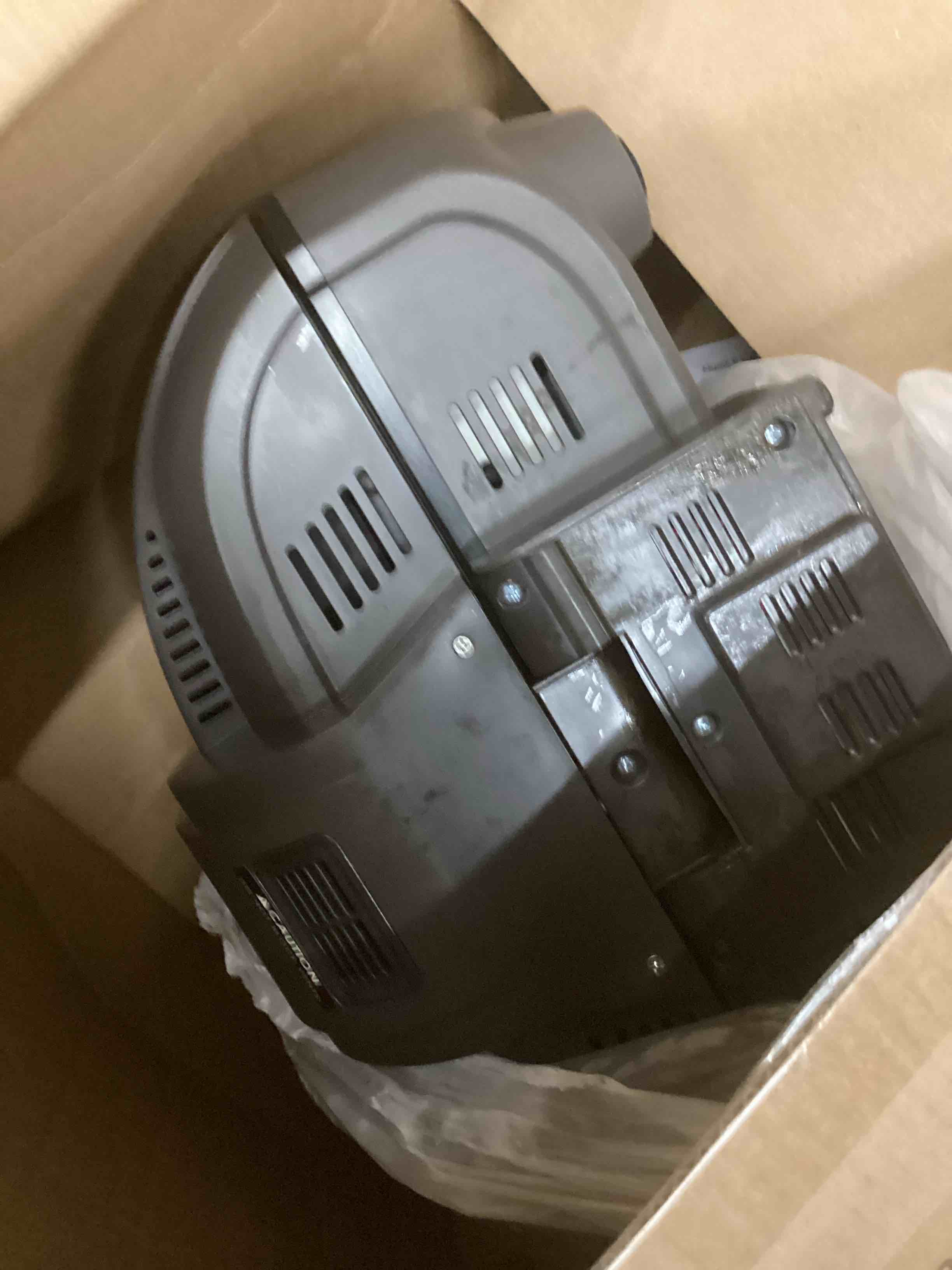 Condition photo showing As Is for Candy Indoor Grill & Air Fryer with Ceramic Accessories, 500°F Max, 7-IN-1 Digital Display, 5.2 QT Electric Low Smoke with View Window, Smart Thermometer, Crisp, Roast & Dehydrate, Easy Clean, 1500W Black 5.2 QT