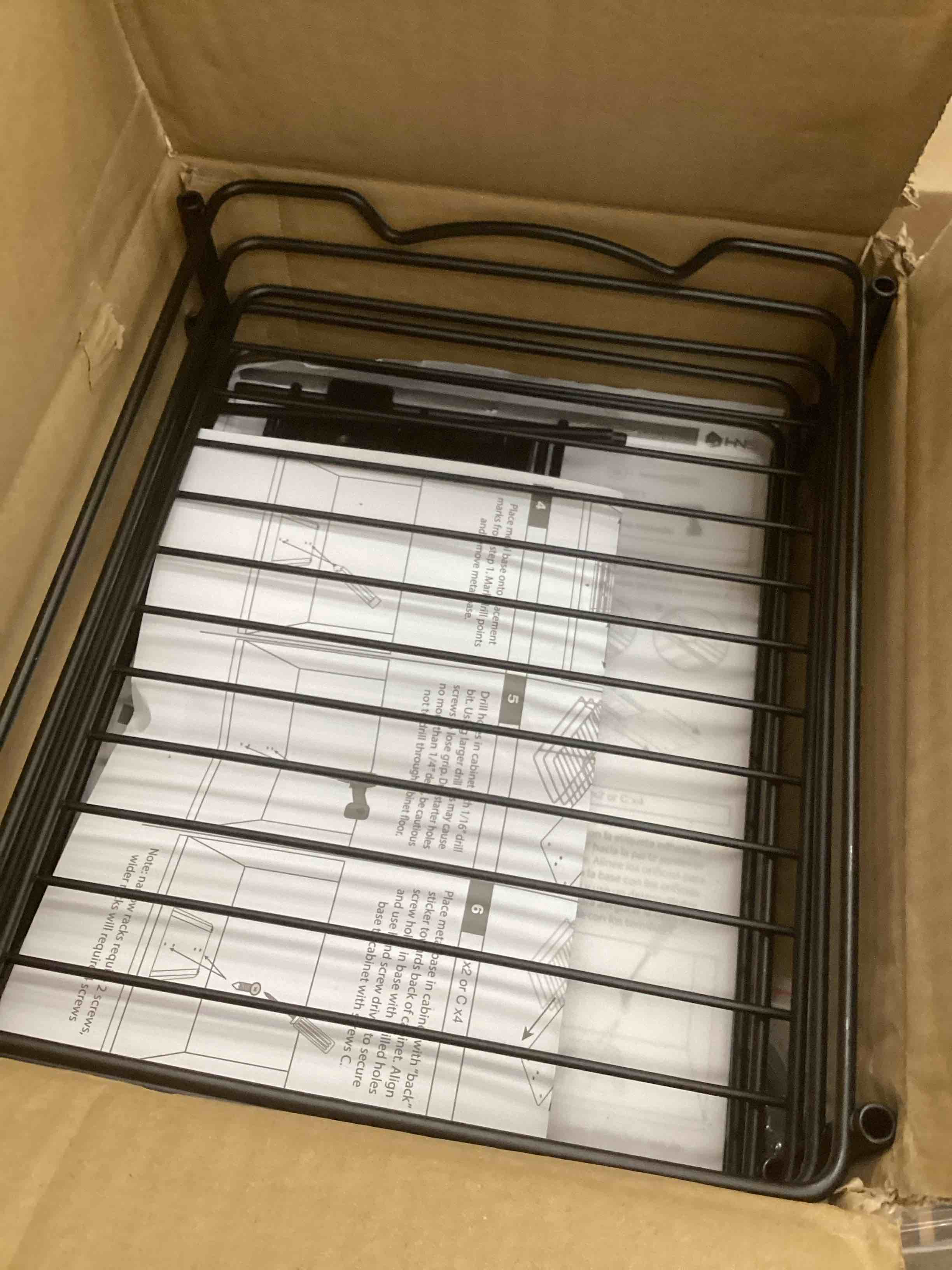 Condition photo showing New/Like New for Pull Out Cabinet Organizer for Spices, Cans - Heavy Duty with Lifetime Limited Warranty- Pull Out Spice Rack- Cabinet Pull Out Shelf for Cans,Dishes, Etc, 8-1/2"Wx10-3/8"Dx8-7/8"H, Black 8 Inch - Double Black