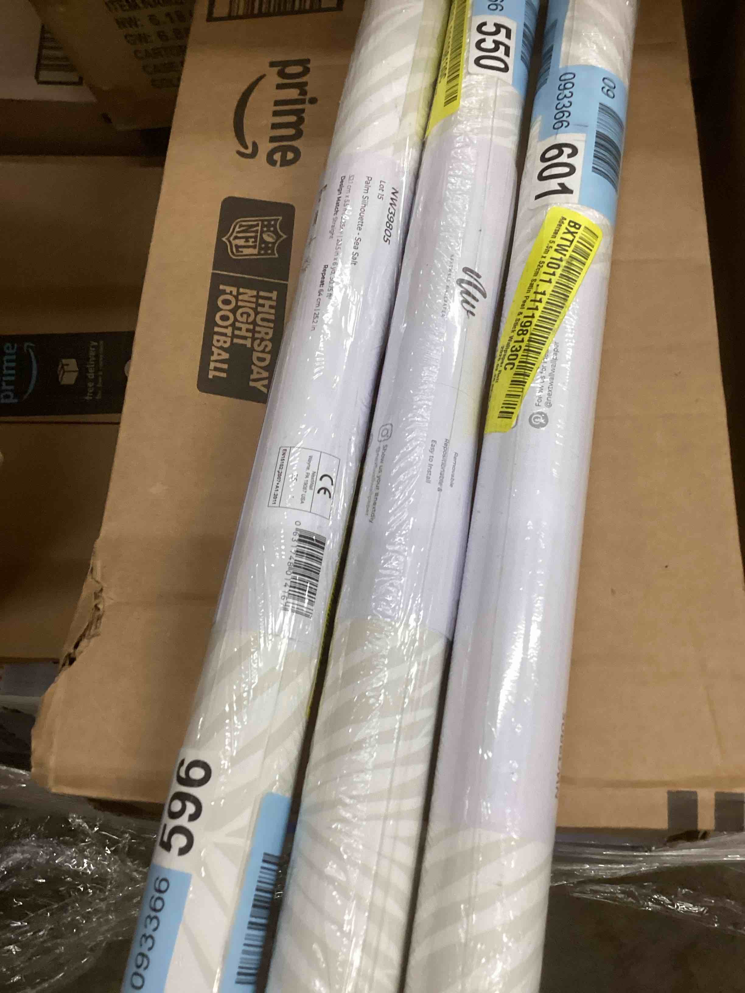 Condition photo showing New/Like New for NextWall Palm Silhouette Coastal Peel and Stick Wallpaper (Sea Salt)