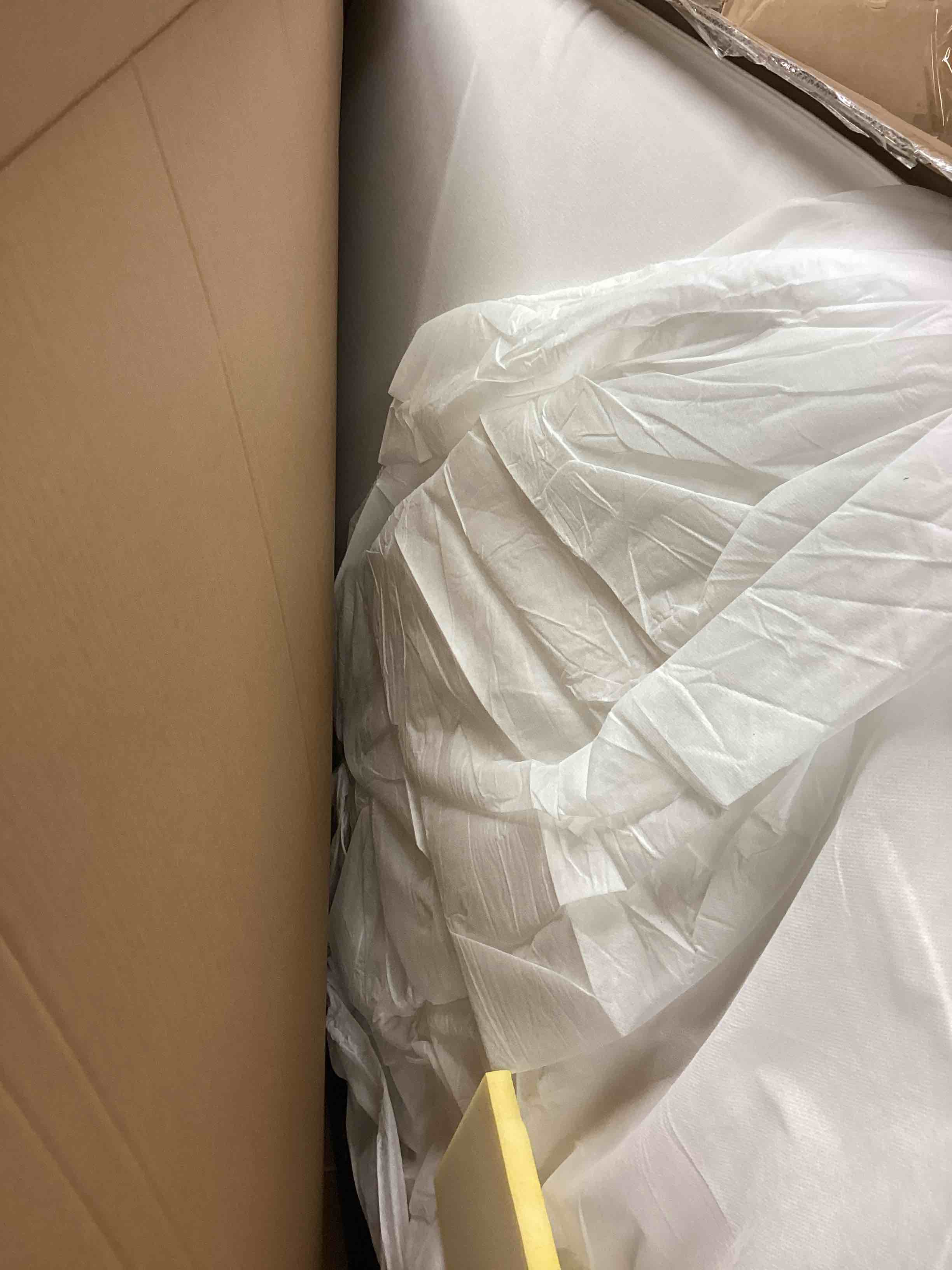 Condition photo showing As Is for SFV4801C-K-1-2 Couture Callahan Boucle Bed, Ivory - King Size (incomplete box 1 of 2) 