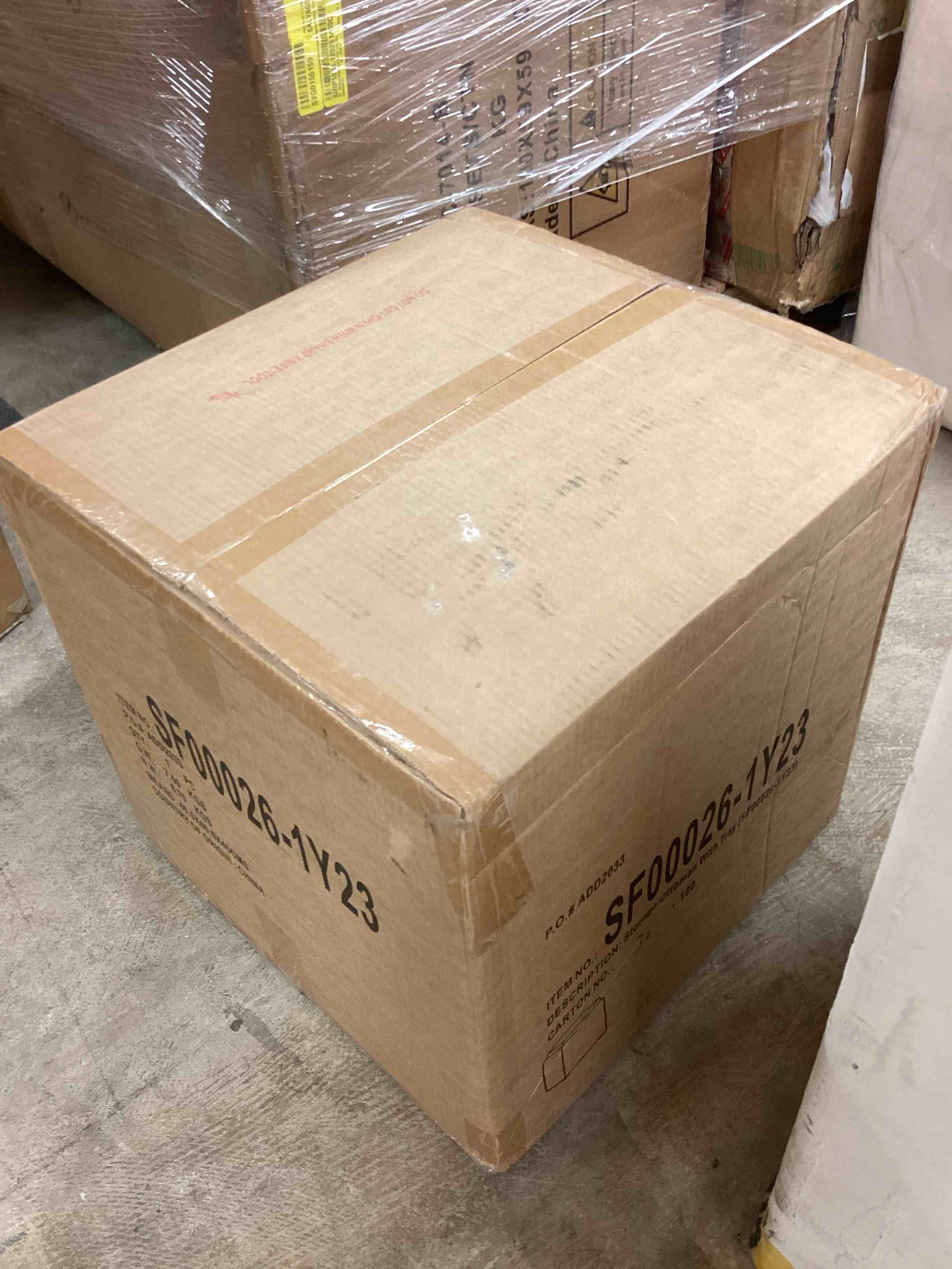 Condition photo showing New/Like New for Adeco Square Storage Ottoman with Reversible Tray Top, 17-inch Linen Cube Footrest & Coffee Table for Living Room, Bedroom & Small Spaces, Black