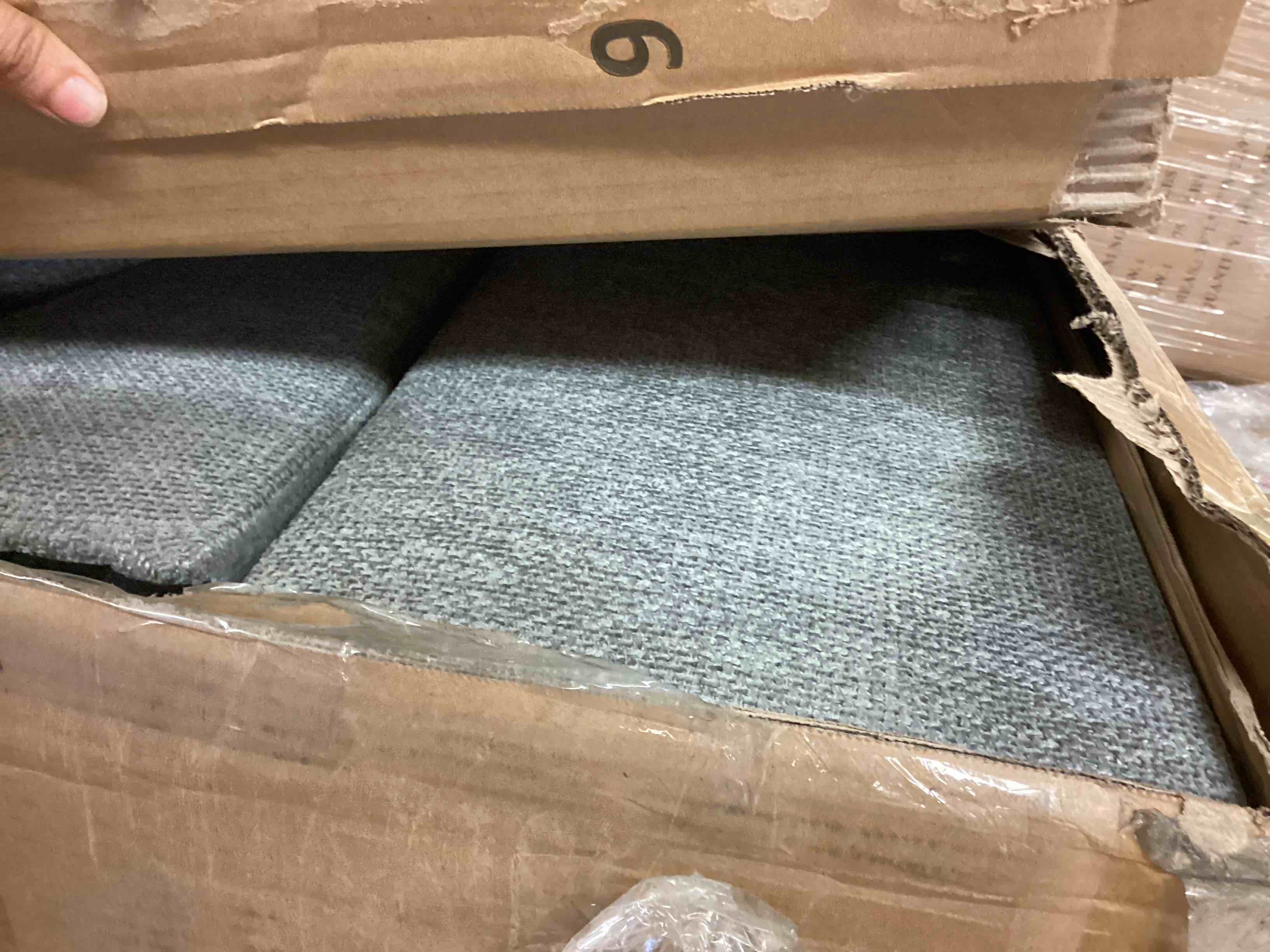 Condition photo showing As Is for Oversized Corner Sectional Modular Sofa, Shariff Chenille Cloud Sectional Living Room Sets Light Grey (incomplete box 6 of 7;only corner) 