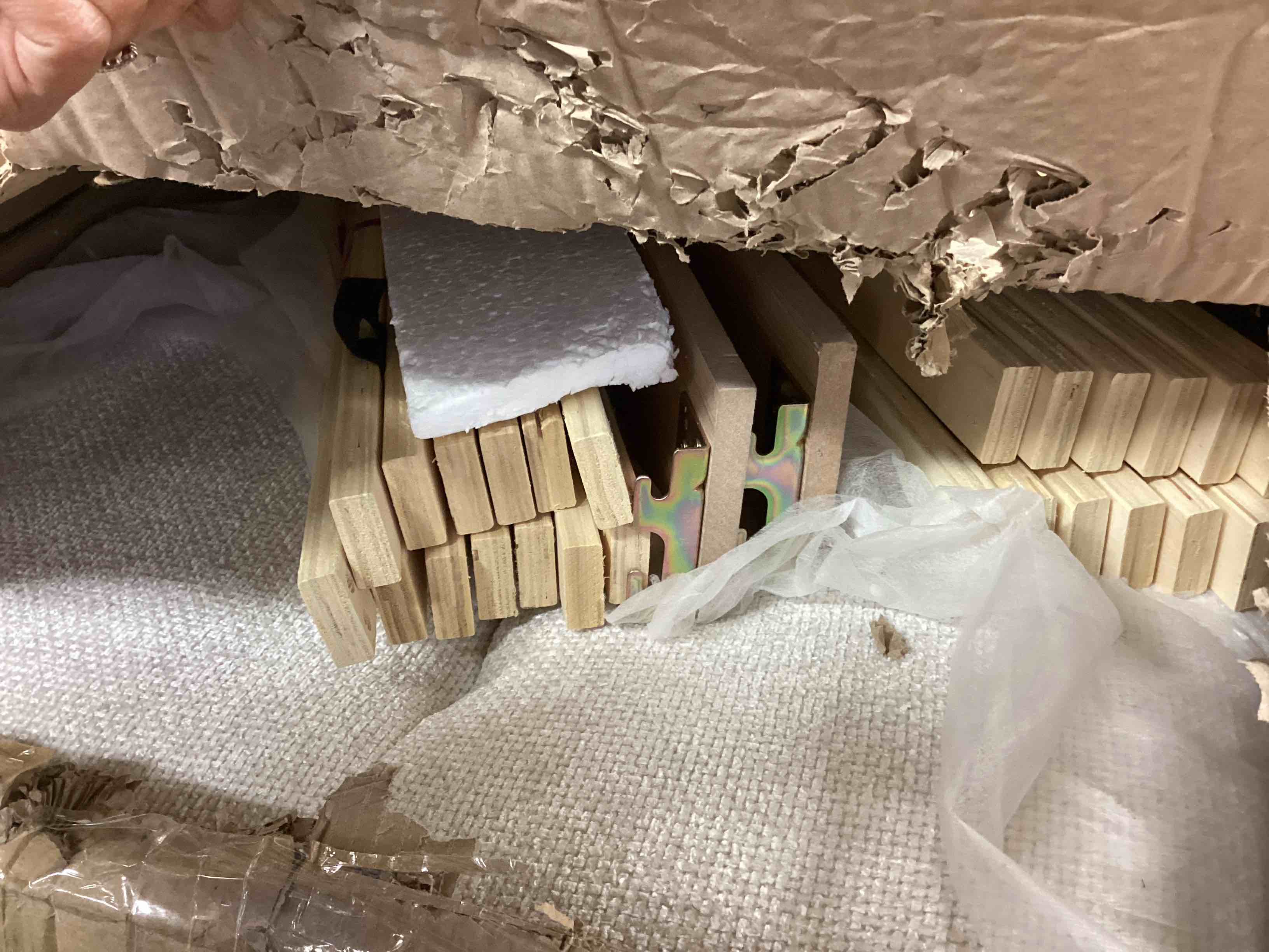 Condition photo showing As Is for Philipa Oatmeal Tweed Daybed (incomplete box 1 of 2)/