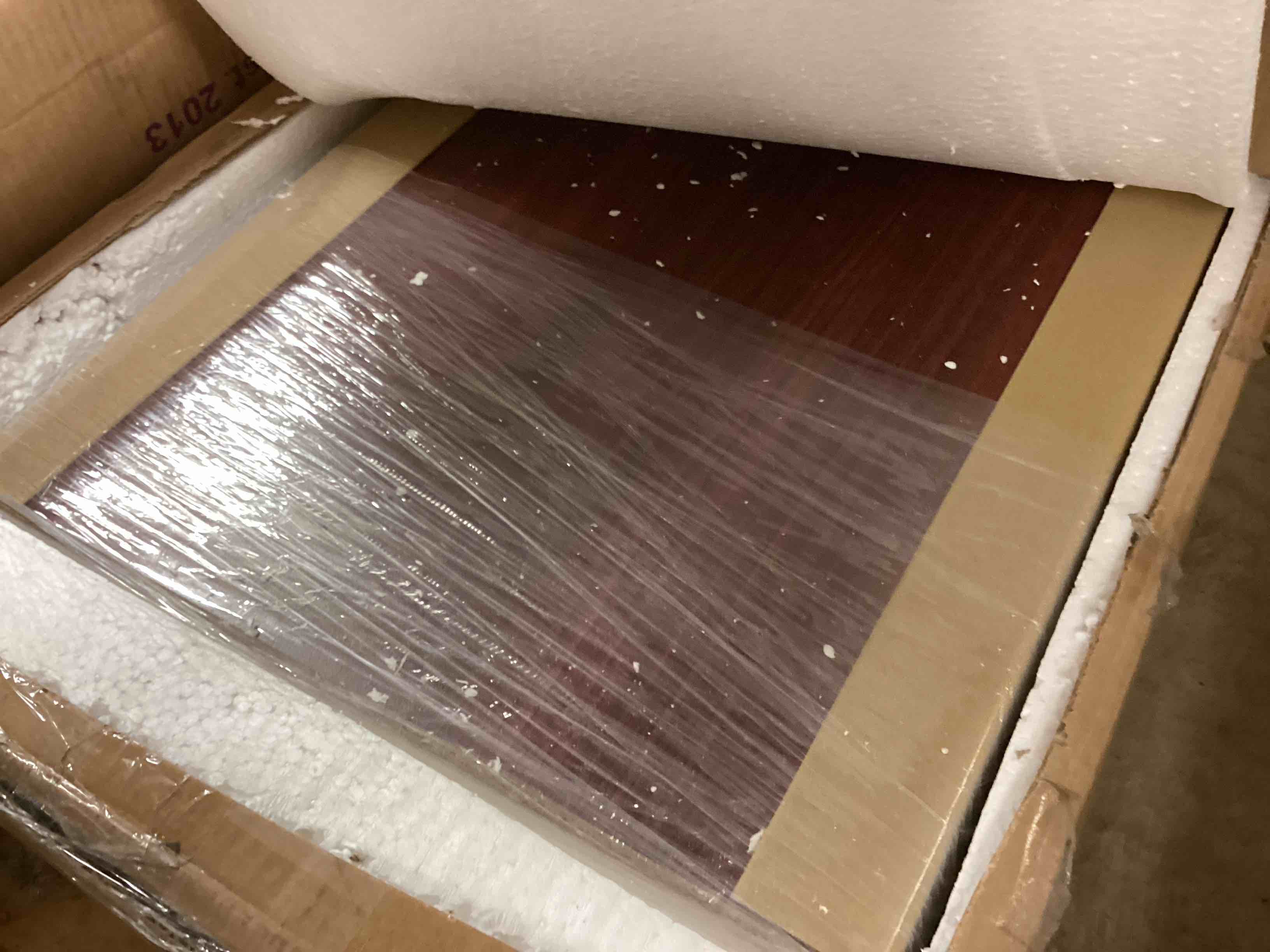 Condition photo showing Good Condition for Hodedah Five Drawer Contemporary Wooden Chest in Mahogany Finish