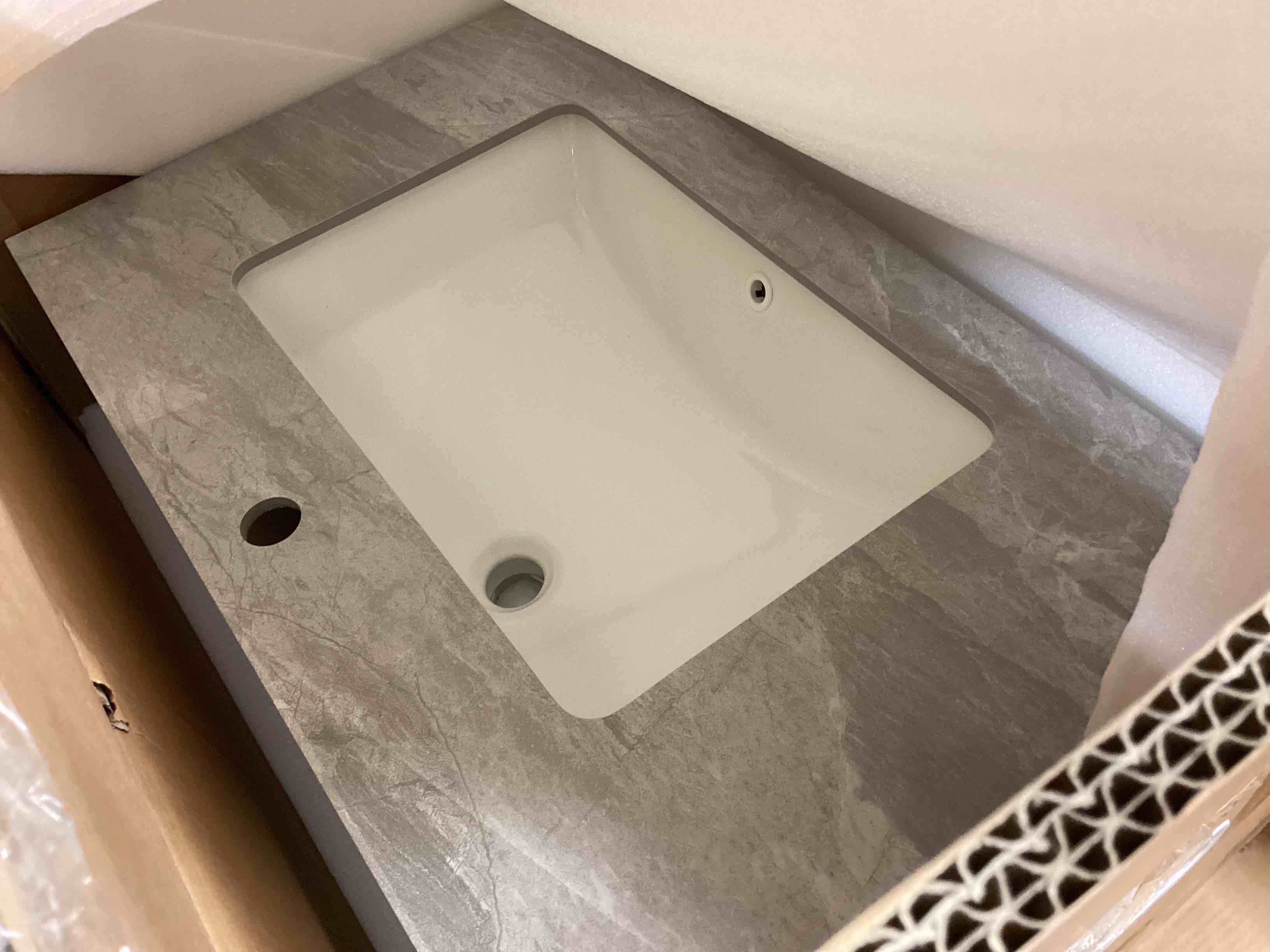 Condition photo showing Good Condition for Luxstone Modern Luxury Vanity with Sintered Stone Countertop and Ceramic Basin By NFusion (only sink ceramic basin) 