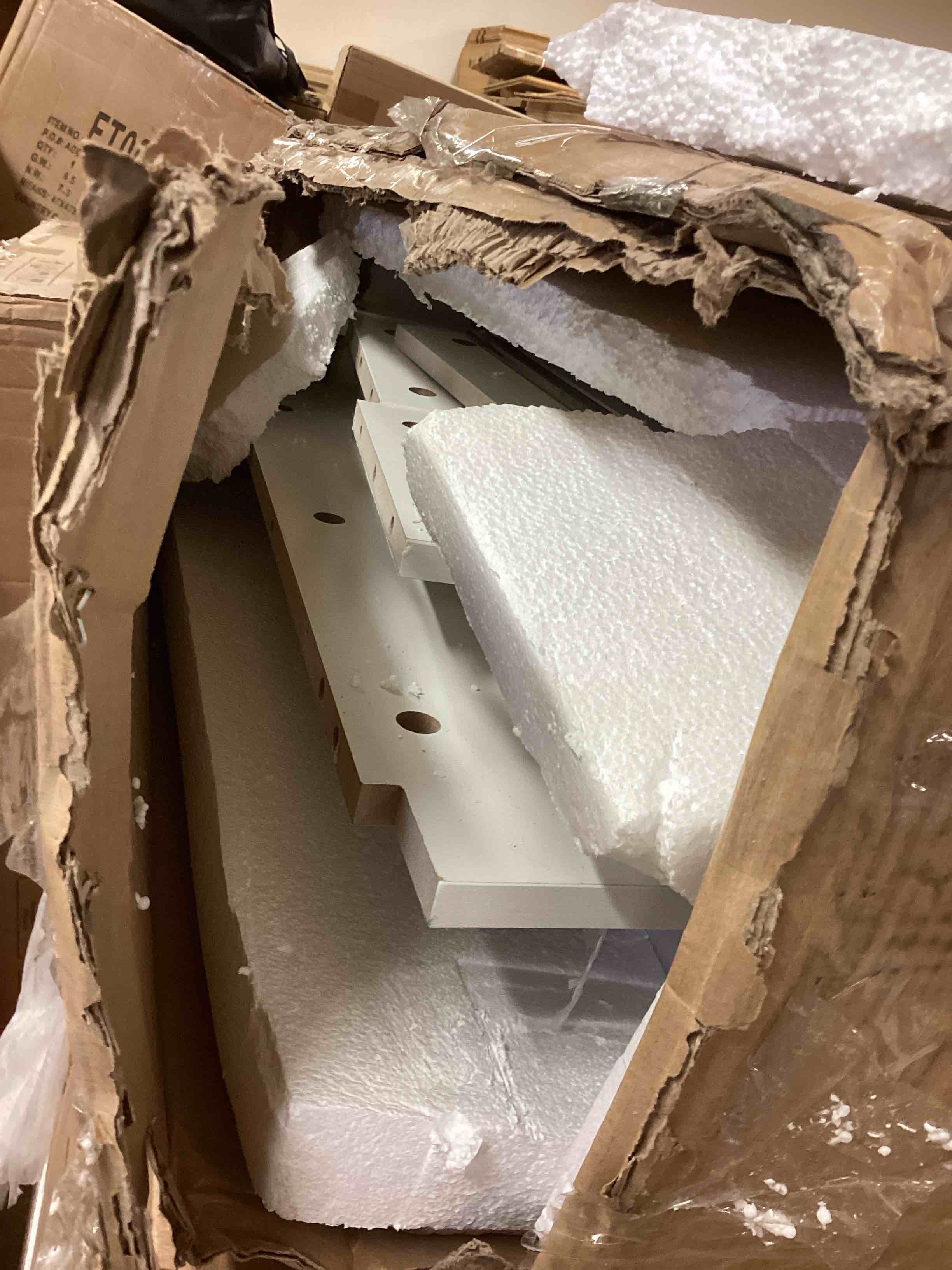 Condition photo showing As Is for 42" Bathroom Vanity with Sink Set White (incomplete 1 box)