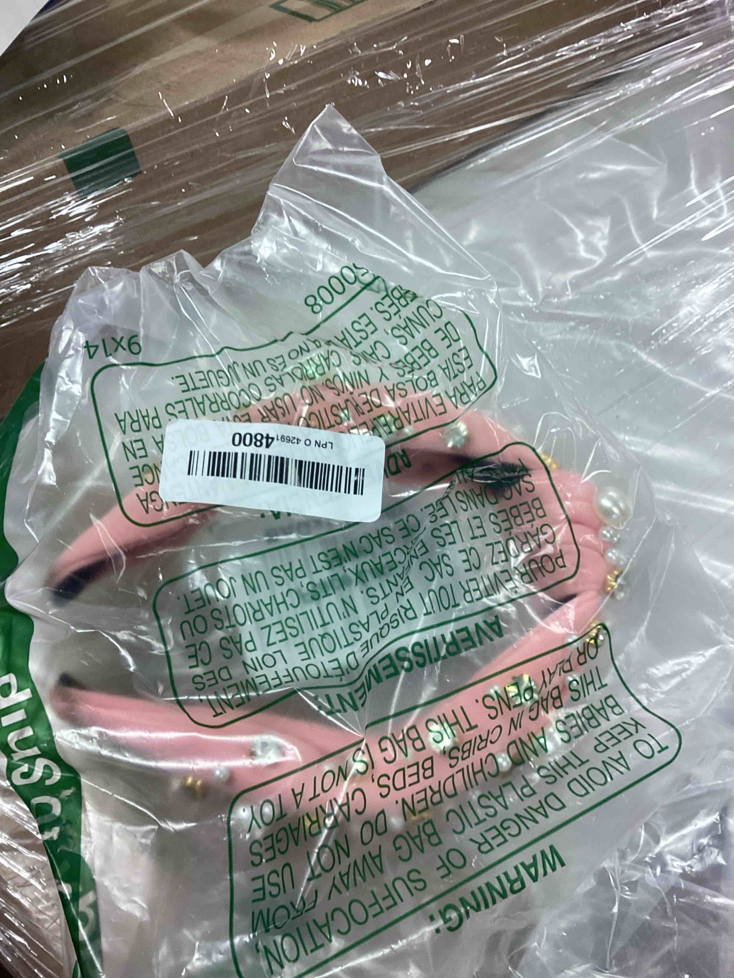 Condition photo showing New/Like New for Pearl Knotted Women Headband Sparkle Rhinestone Jeweled Headband Wide Knot Crystal Embellished Hairband Fashion Women's Hair Accessories Light Pink