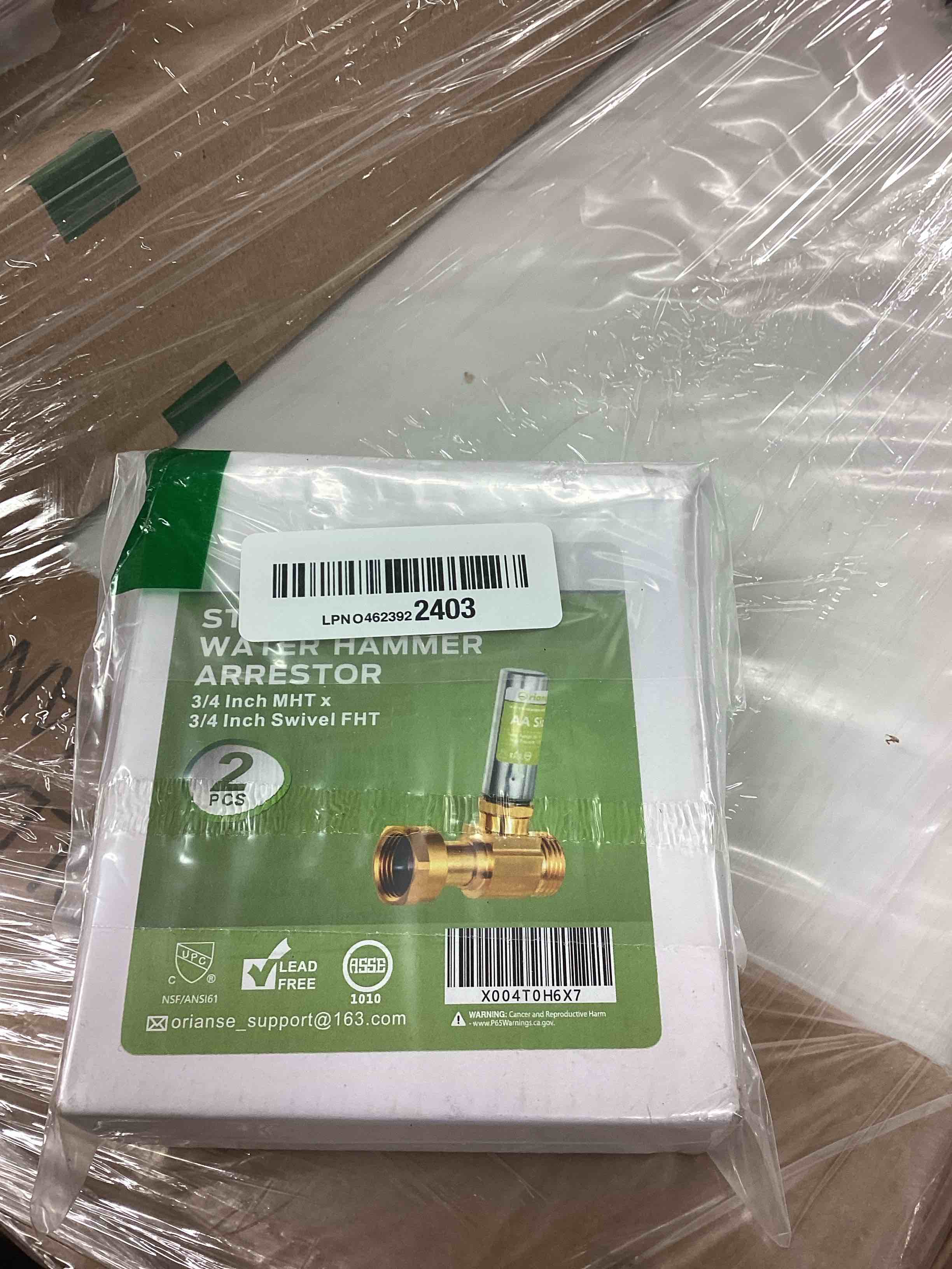 Condition photo showing New/Like New for 2 Pack Washing Machine Water Hammer Arrestor, 3/4 Inch MHT x 3/4 Inch Swivel hose FHT, Stainless Steel Straight Water Hammer Arrestor to eliminate water hammering Banging from washer Straight-2Pack