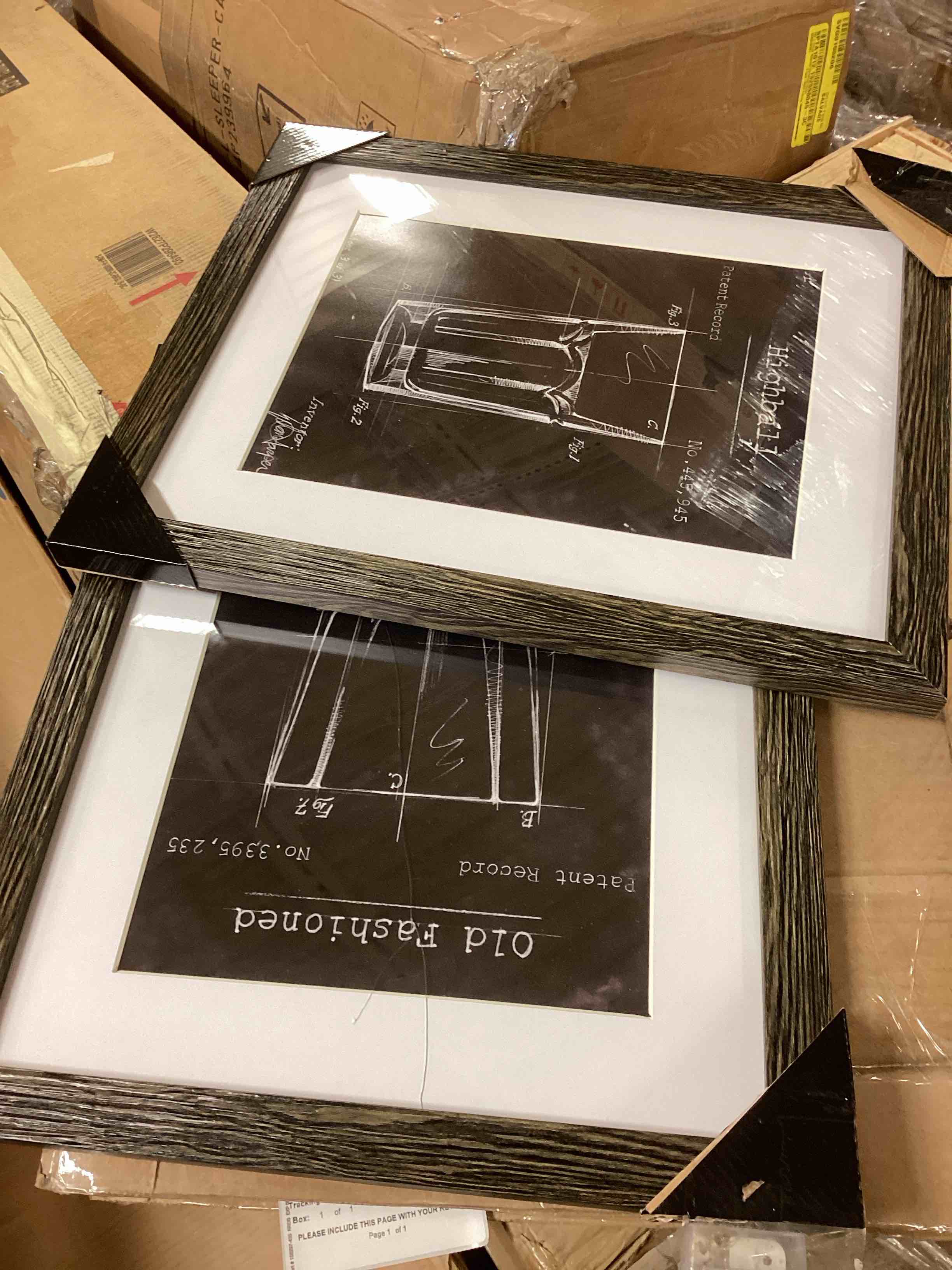 Condition photo showing As Is for " Barware Blueprint I " by Antonyus Bunjamin (Abe) 2 - Pieces By Steelside™ 20”*16” (one glass broken) 