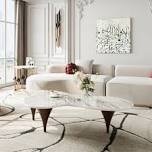 55'' Modern Cloud Shape Coffee Table, Sintered Stone Top with Unique Funnel Legs, Contemporary Living Room Centerpiece By George Oliver (incomplete only legs) 