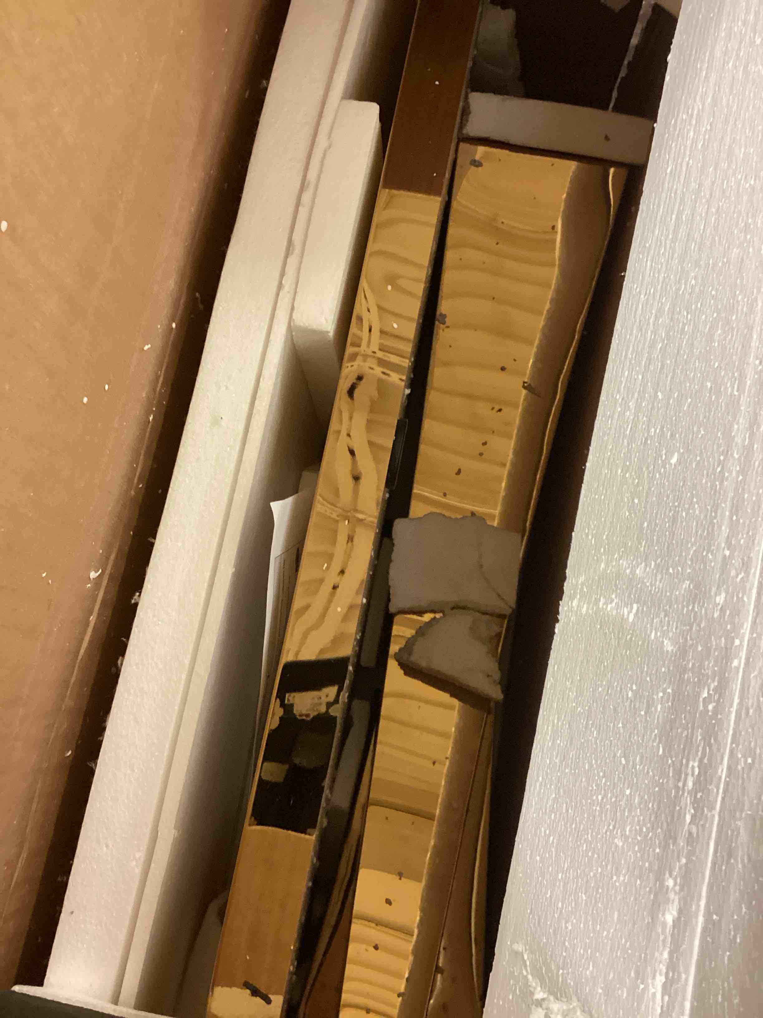 Condition photo showing As Is for 71” Glass Dining Table Set for 8,Gold Dining Room Table Set for 8,Modern Kitchen Table and PU Leather Chairs for 8, Dinner Table with Rectangle Tempered Glass Top and Golden Base (incomplete only base gold leg) 