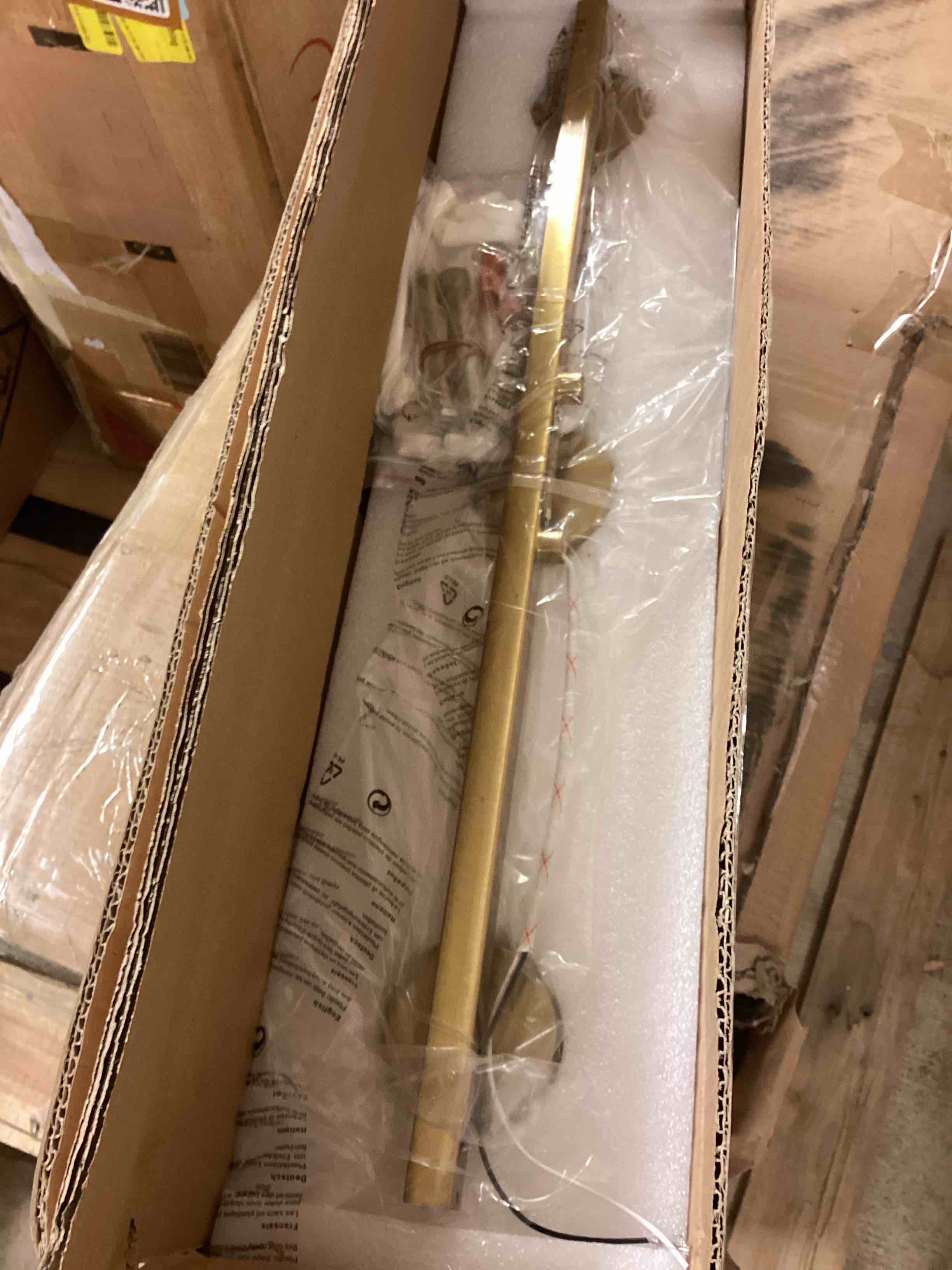 Condition photo showing New/Like New for mirrea 22in 3-Light Modern Bathroom Vanity Light with Etched White Glass Shades Brushed Gold Finished Light Fixture