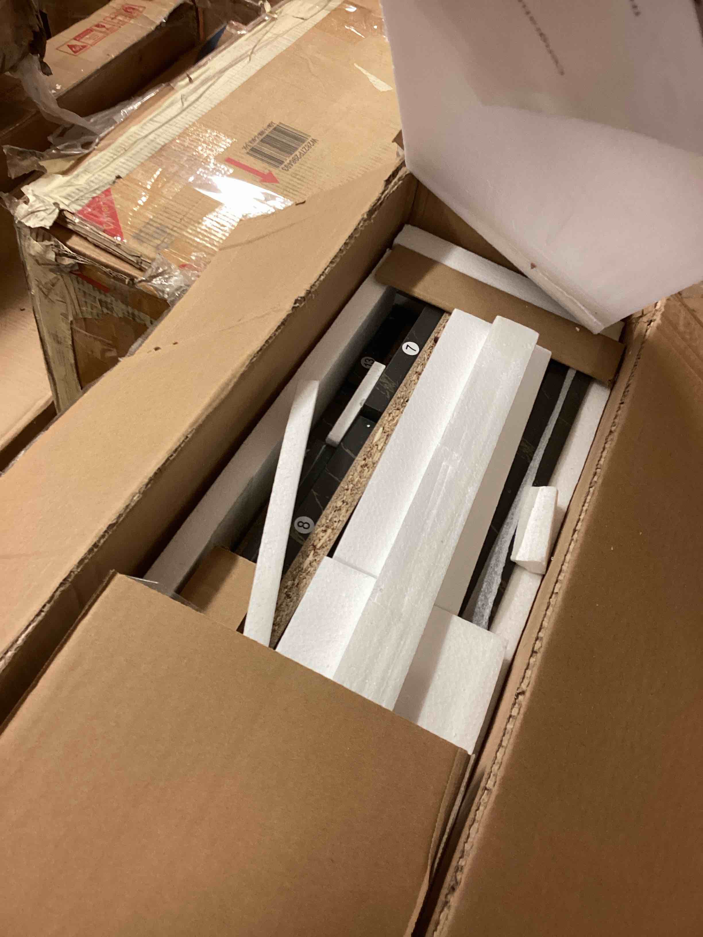 Condition photo showing Good Condition for LED Nightstands, Bedside Table with 2 Drawers, Modern Bedroom Furniture with Changing RGB Light & Remote for Bedroom and Living Room, Black Marble Pattern