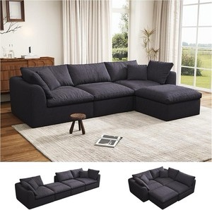 108" L-shaped Boneless Sofa Modular Sectional Couch 3-Seaters No Assembly Needed (incomplete only ottoman) 