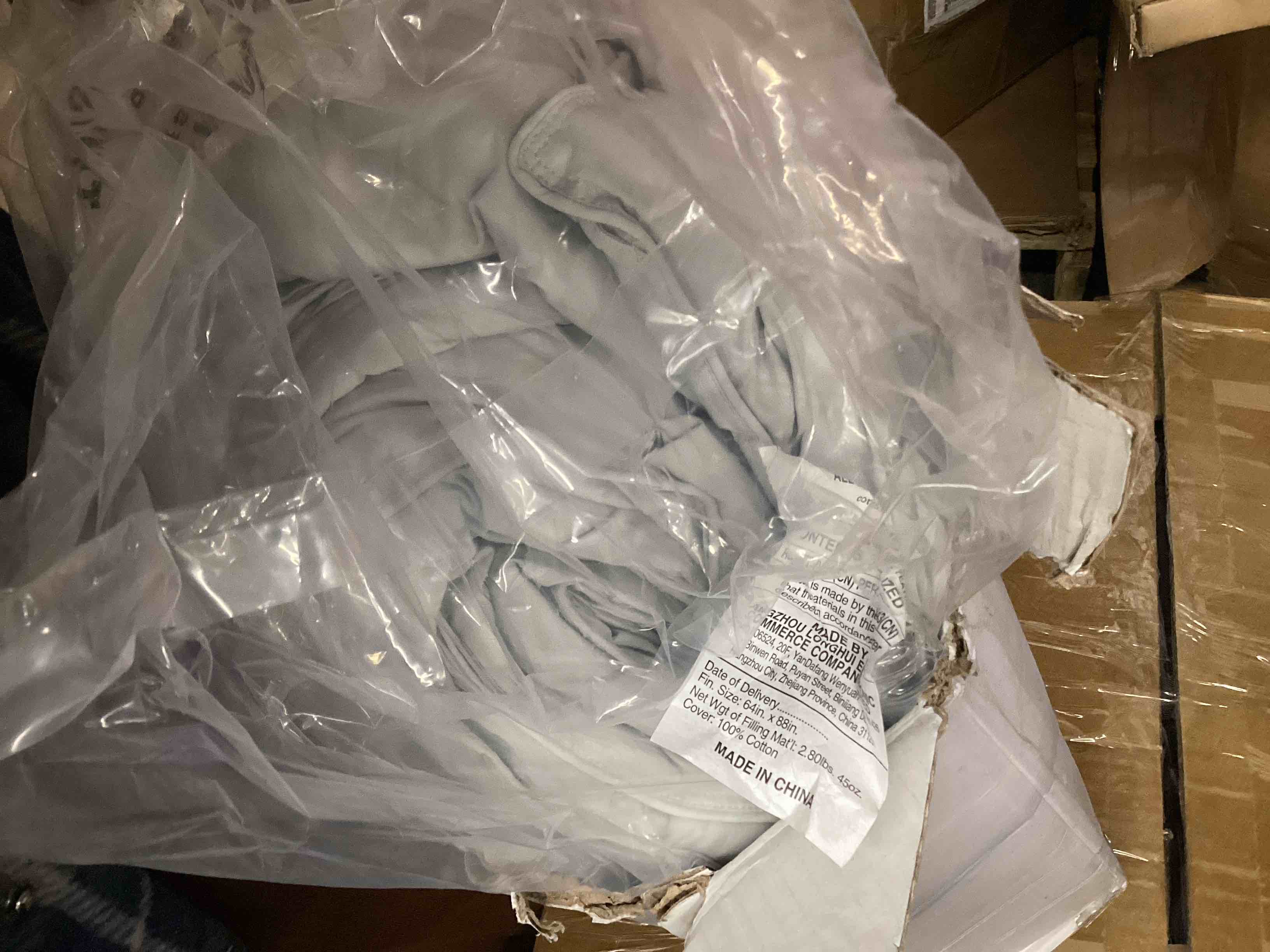 Condition photo showing As Is for Ousidan Feather Down Comforter  - Medium Warm All Season Soft Duvet Insert - Luxurious Hotel Bedding Comforter, Down Proof Cover with Corner Tabs (64x88 inches, Light Grey) …