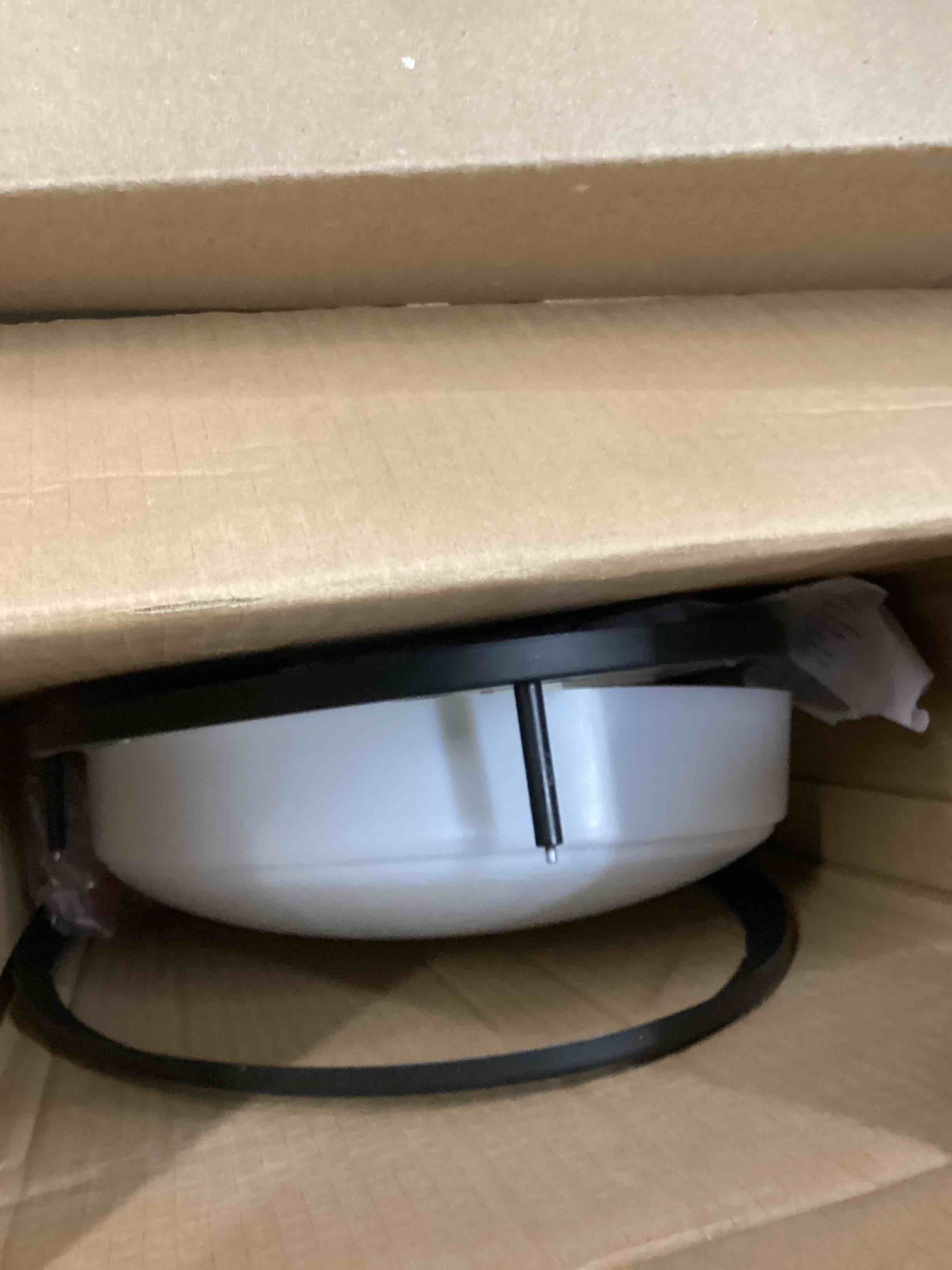 Condition photo showing As Is for Designers Fountain Flush Mount Ceiling Light, 24 Inch Oval LED Lighting Fixture for Kitchen, Bedroom, Bathroom, and Hallway, Dimmable, 2800 Lumens, 3000K/4000K/5000K, Matte Black, EV1424C3C-43