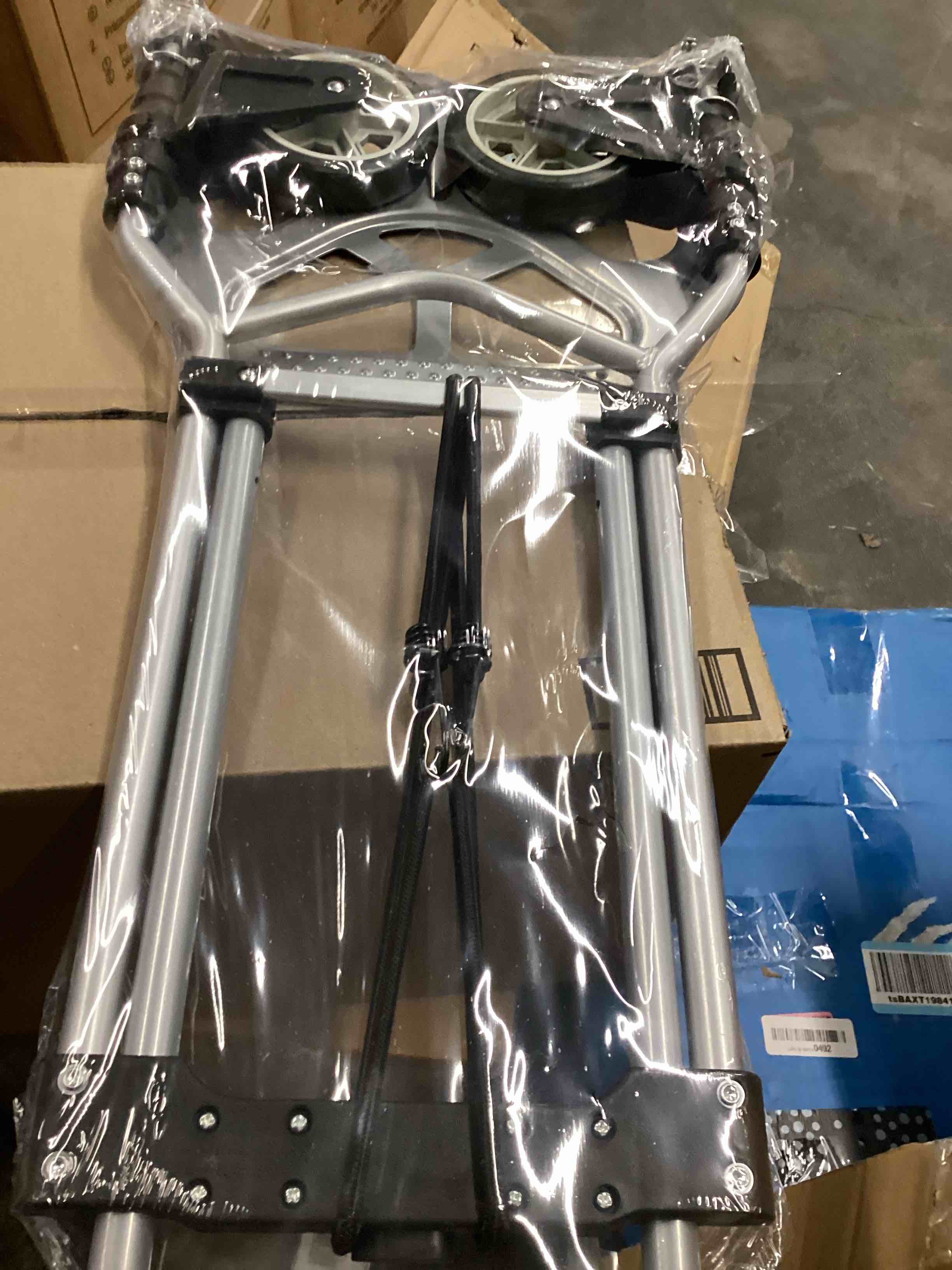 Condition photo showing Good Condition for Folding Hand Truck Dolly Cart, 180LBS Portable Aluminum Hand Truck Foldable with Telescoping Handle and Elastic Cord for Luggage, Boxes, Functionality Foldable Dolly for Home, Moving, Black Gray