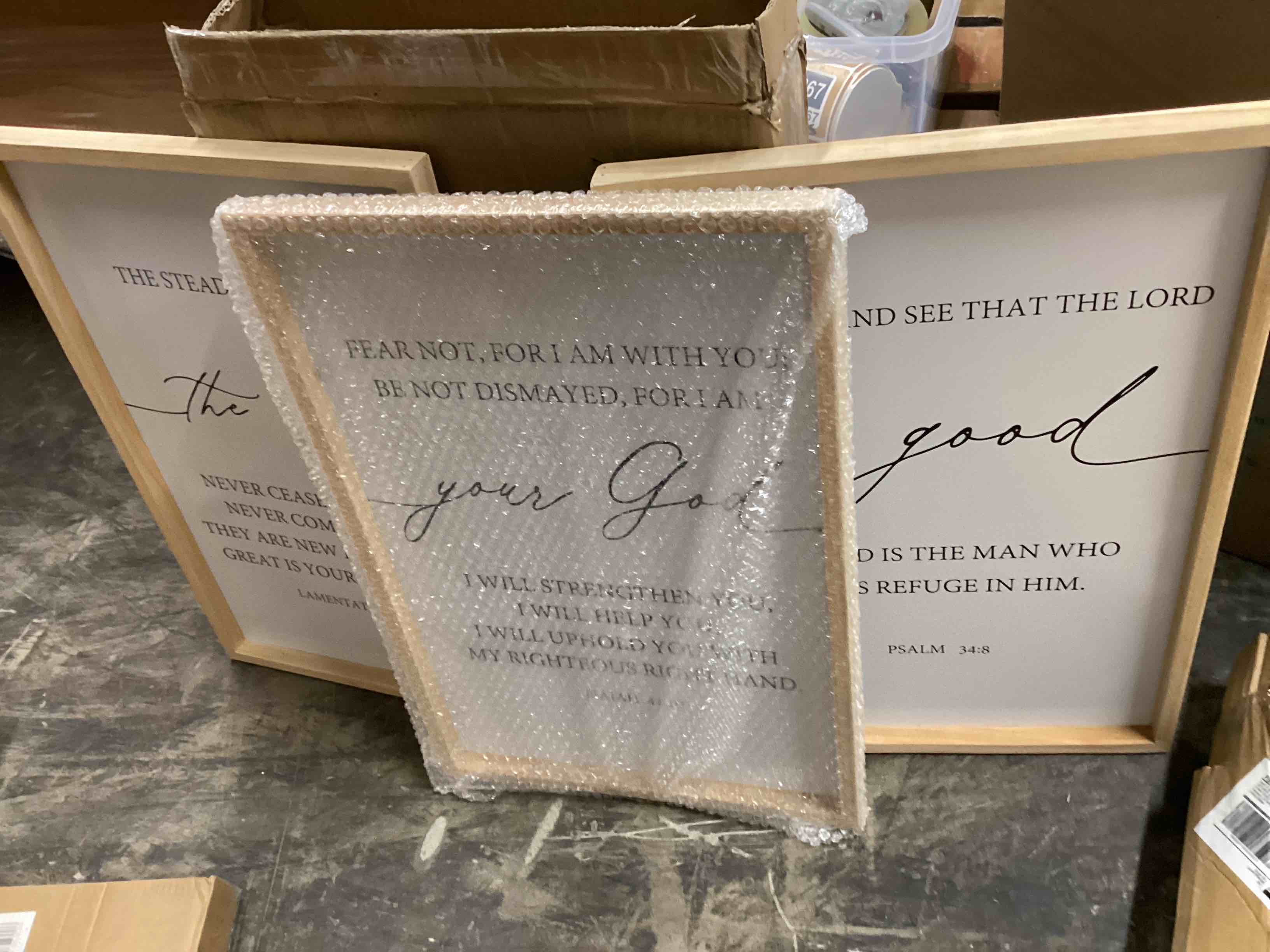 Condition photo showing Good Condition for FZMHASLWW The Lord Your God Is Good Sign Bible Verses Wall Decor 16"X11" Set of 3 Christian Scripture Prayer Inspirational Motivational Quotes Family Framed Wall Art (Wood)