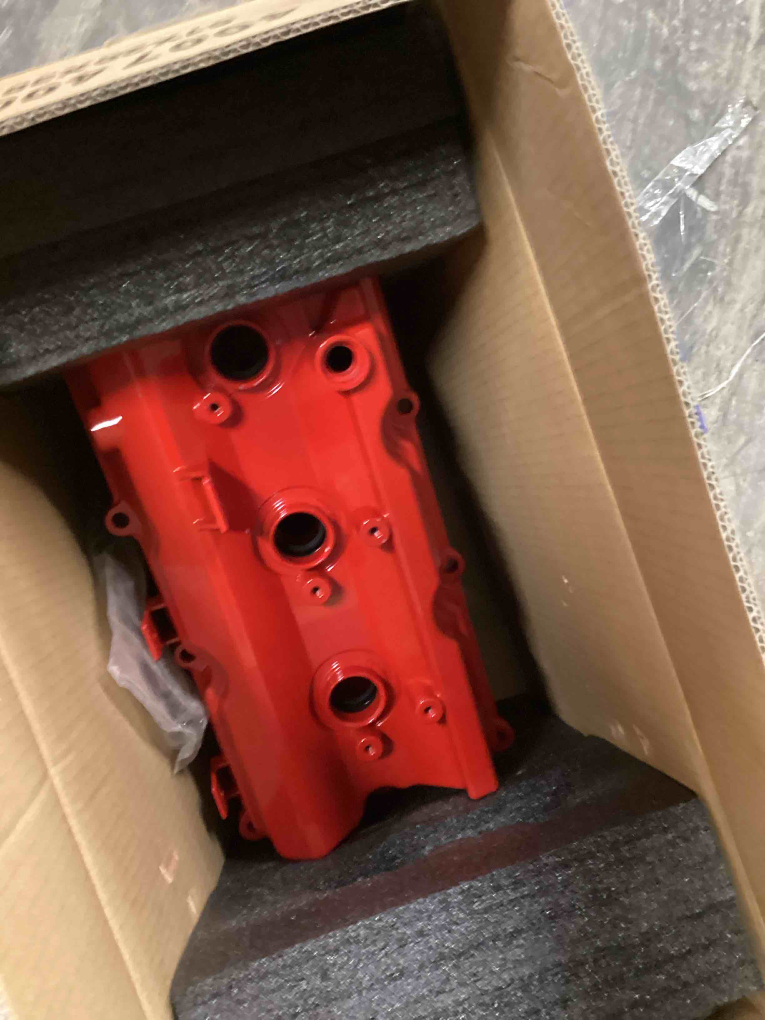 Condition photo showing As Is for MITZONE Upgrade Aluminum Valve Cover Left and Right Compatible with 2003-2008 Nissan 350Z Infiniti FX35 G35 M35 VQ35DE 3.5L Part # 13264AM600 13264AM610 Upgrades(red-aluminum)