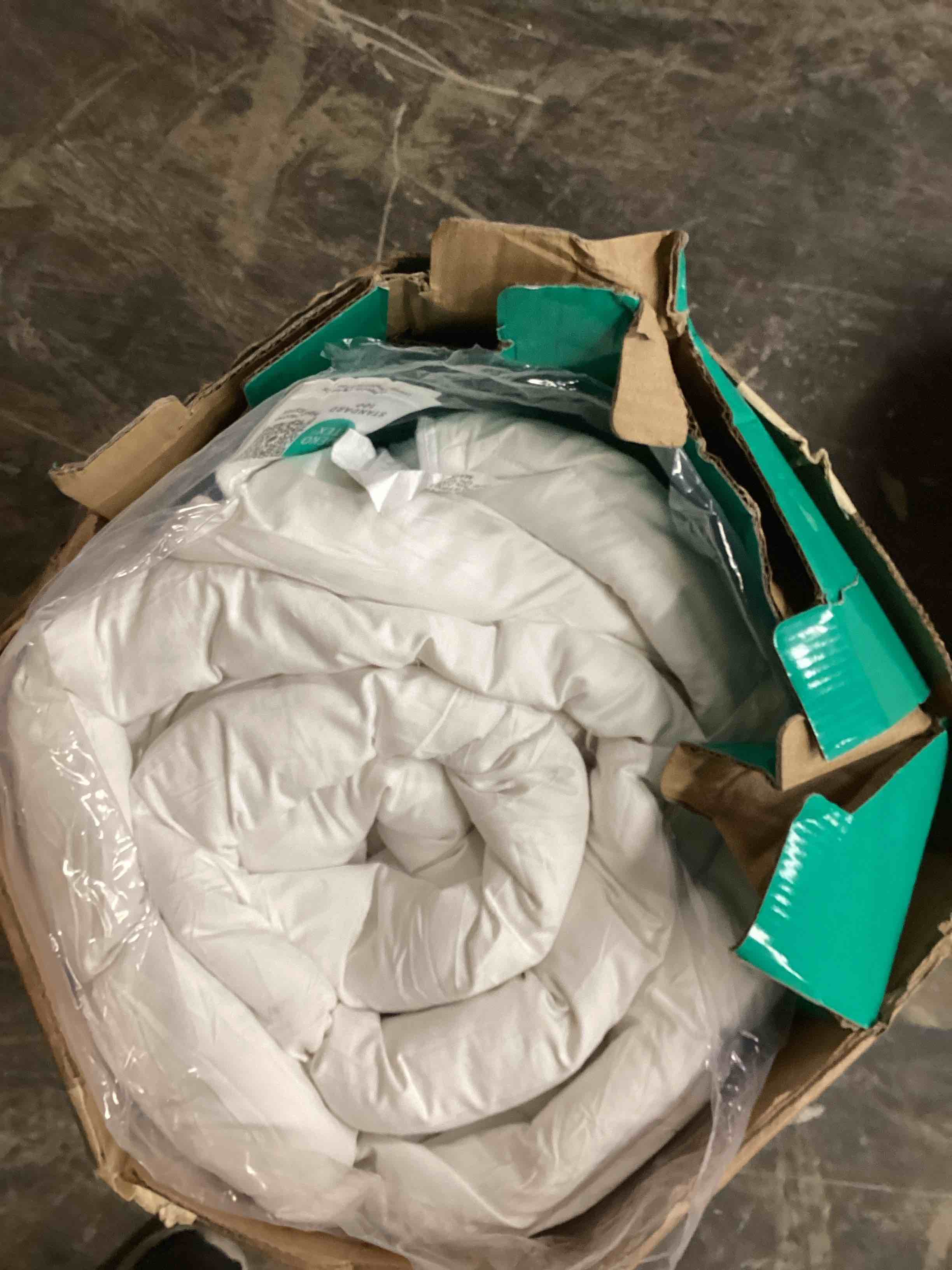 Condition photo showing As Is for Three Geese Luxury Goose Down Comforter Queen Size, Ultra-Soft Fluffy Duvet Insert for All Season, 1800TC Cotton Blended Cover Hotel Style Bedding Comforter 90x90 inch