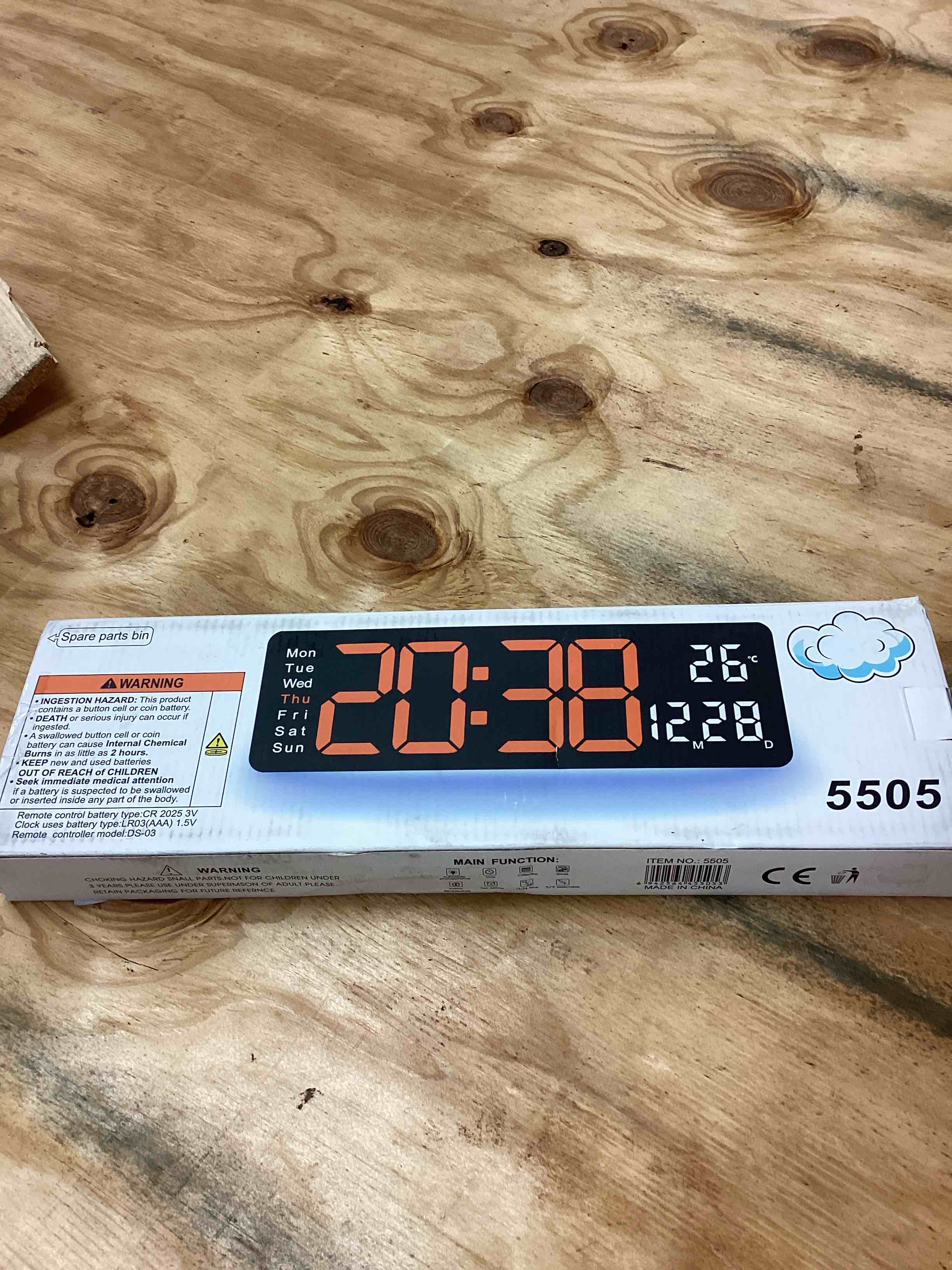 Condition photo showing Good Condition for JoFomp Large Display Digital Alarm Clock for Bedroom, Living Room and Office - LED Electronic Clock with DST, Temperature Display - Dimmer & Battery Backup - Modern Desk and Wall Clock (Orange)