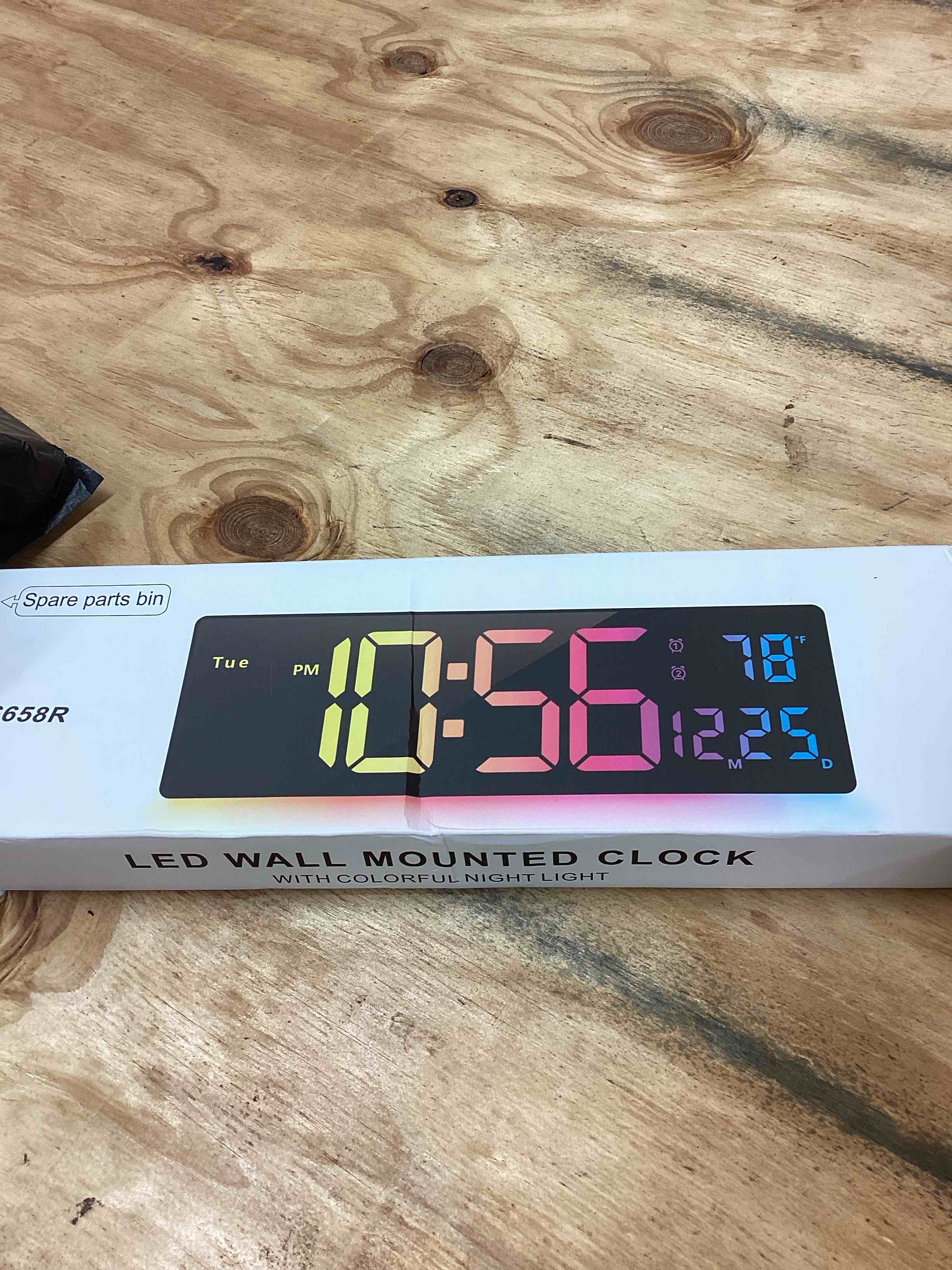 Condition photo showing New/Like New for Digital Wall Clock Large Display 16", Digital Clock with 11 RGB Colors Changing Remote Control, LED Clocks with Night Lights for Living Room Bedroom Office Classroom Decor, Auto DST (Multicolor)