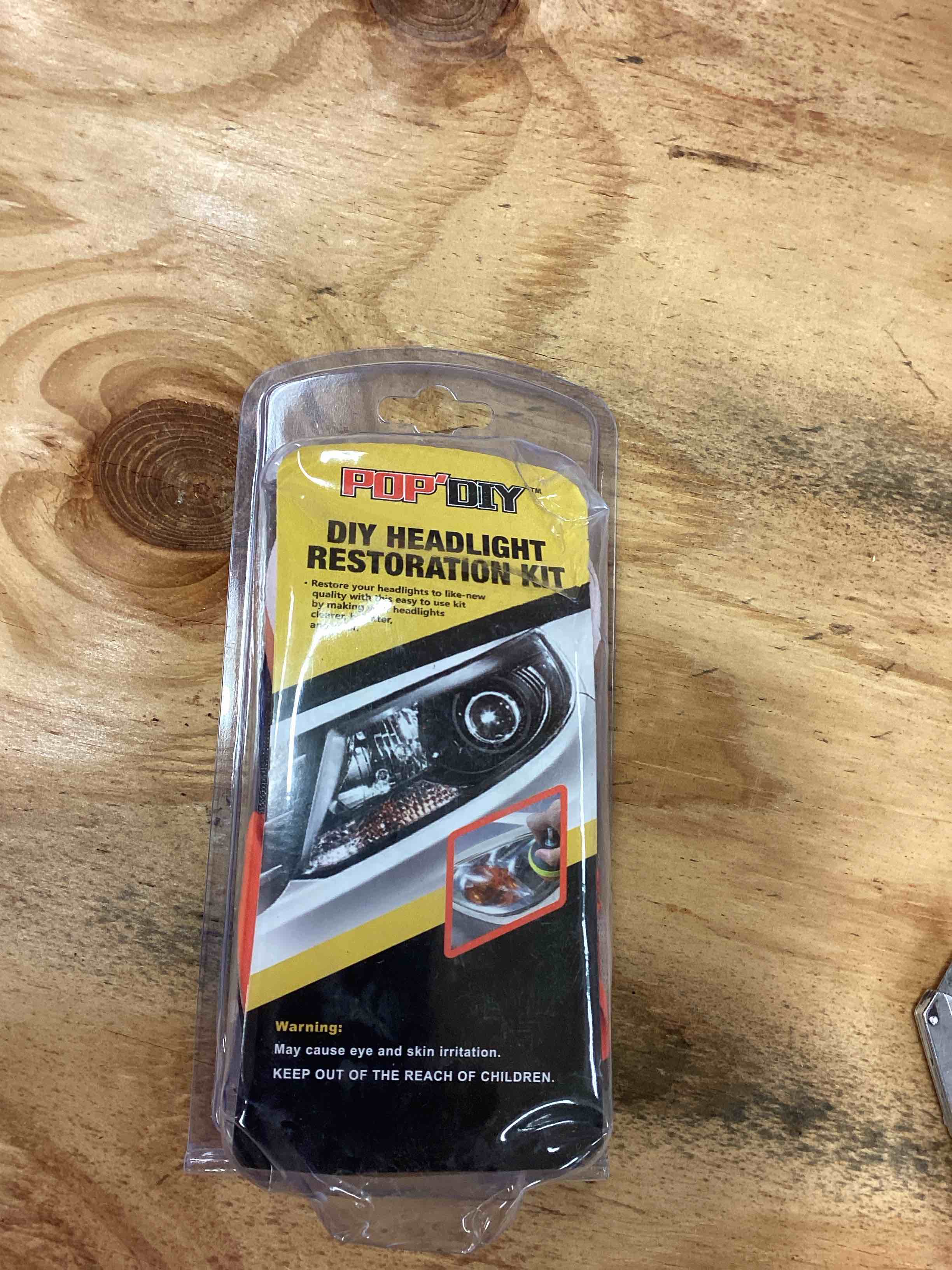 Condition photo showing New/Like New for DIY Headlight Restoration Kit, which is designed to clean, clarify, and restore cloudy, hazy, or yellowed automotive headlight lenses to a like-new condition. 