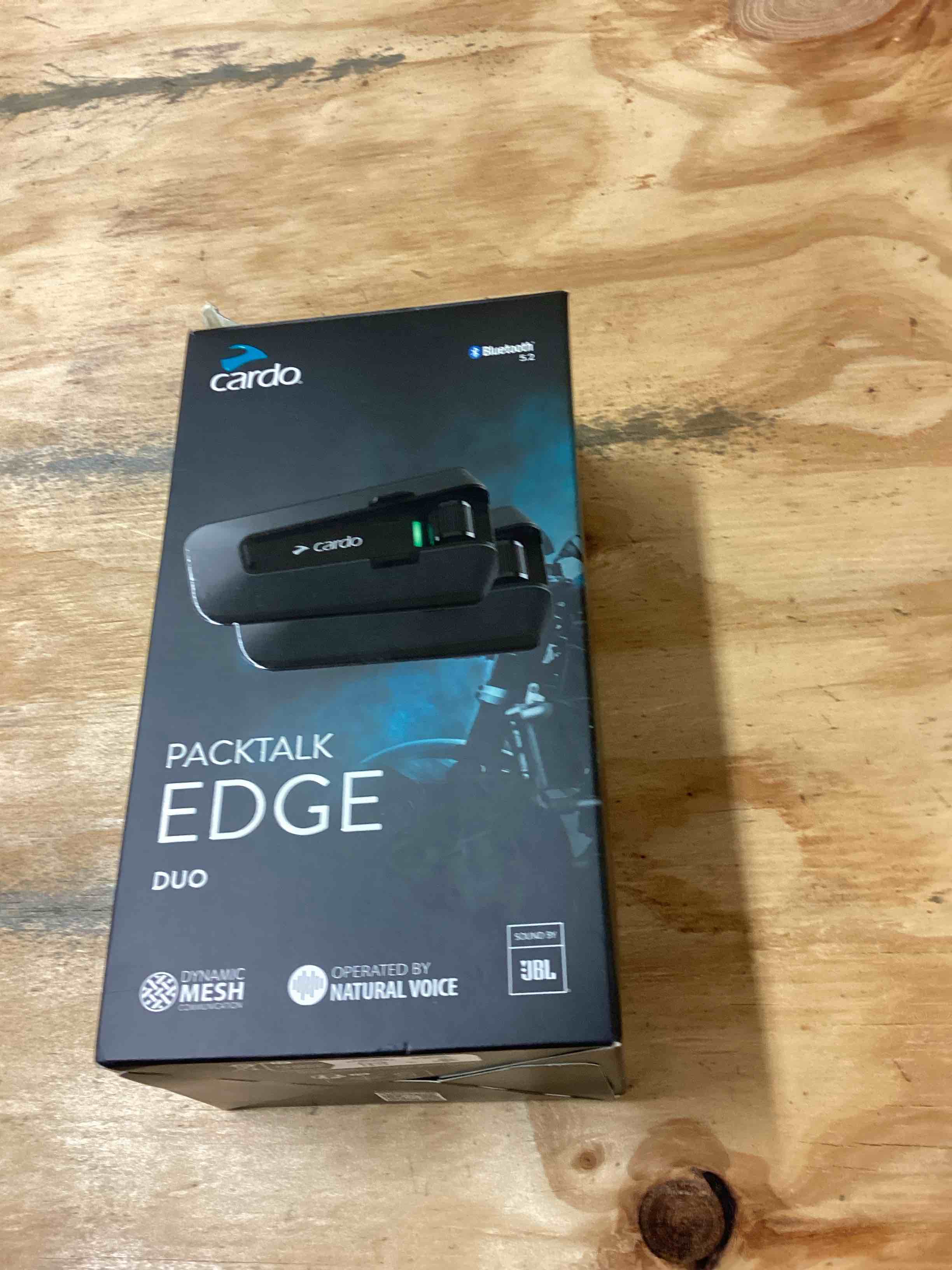 Condition photo showing New/Like New for Cardo PACKTALK Edge Motorcycle Bluetooth Communication System Headset Intercom - Dual Pack Edge Dual Pack