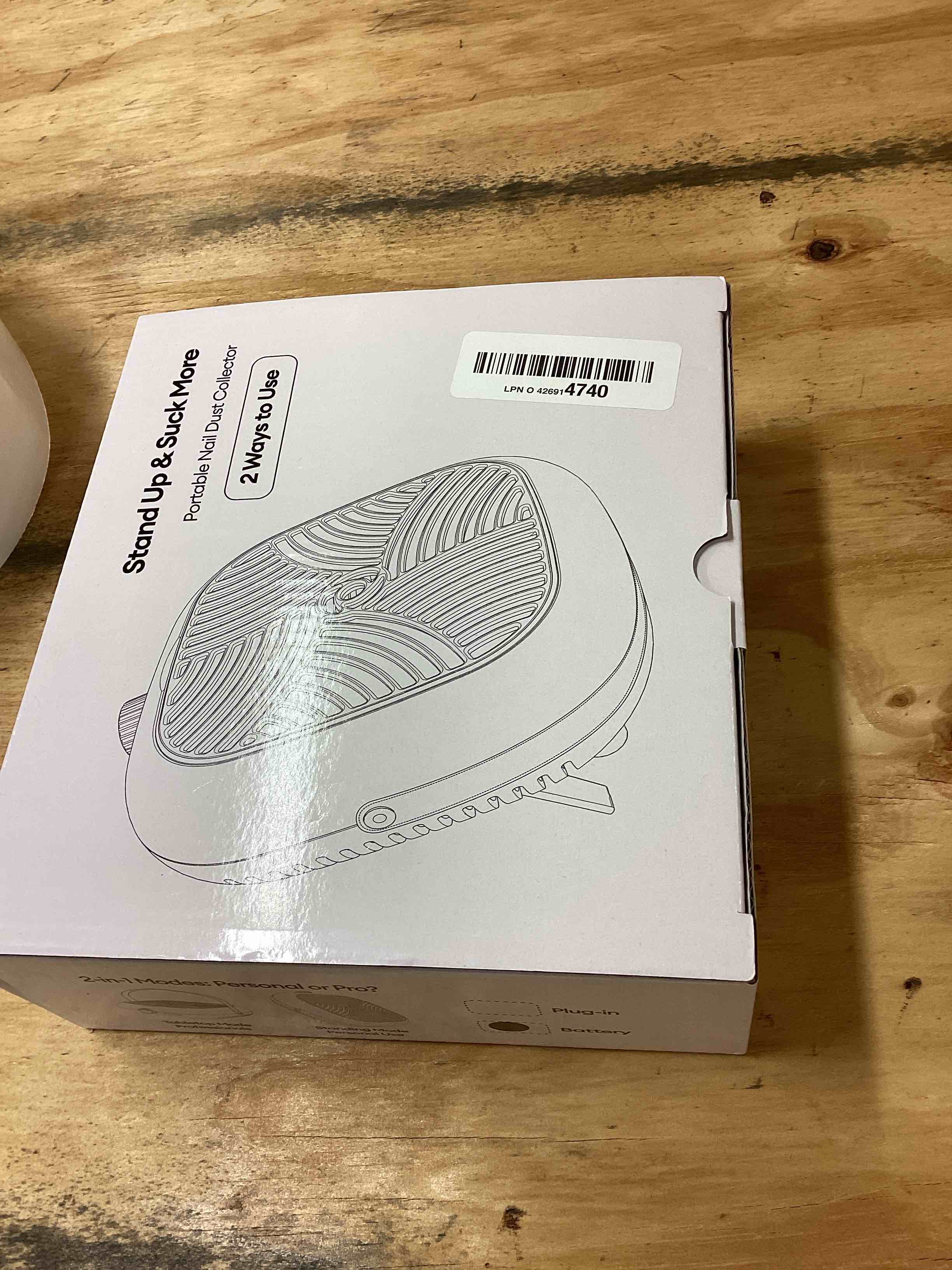 Condition photo showing New/Like New for Cordless Nail Dust Collector for Acrylic: Small Quiet Rechargeable Vacuum Nail Tech Fan Standing Design for Nail Art - 600Pa Dust Collector for Nail Low Noise Salon Home Use White Upgrade