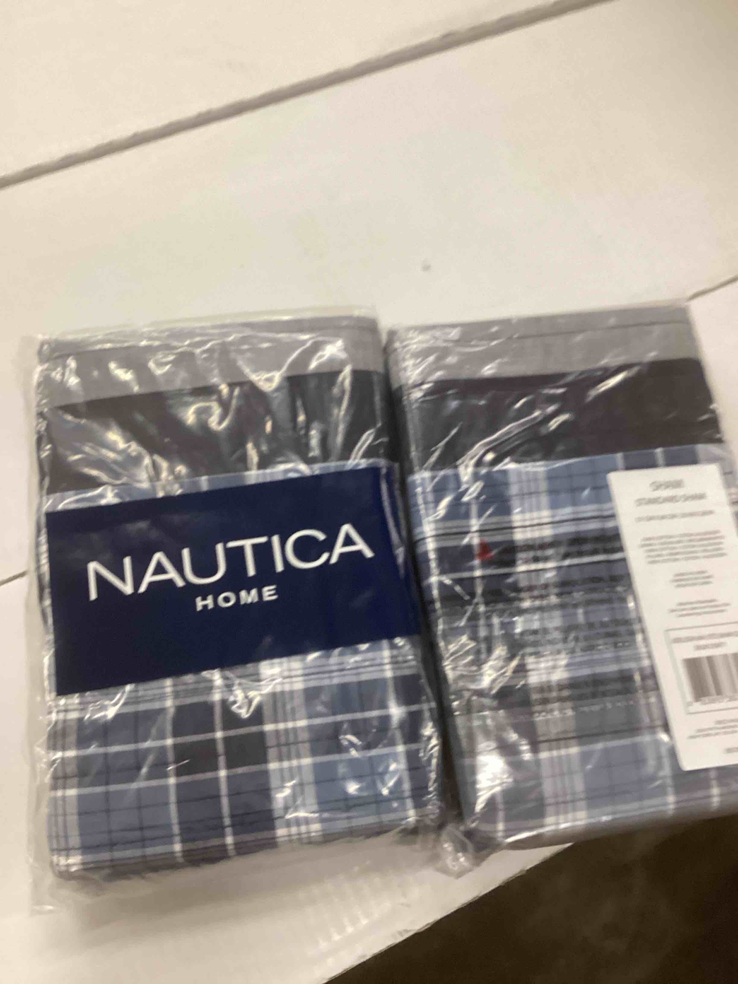Condition photo showing New/Like New for Nautica Home | Adleson Collection | 100% Cotton Quilted Accent Standard Sham  Envelope Closure  Pre-Washed for Added Softness  Easy Care Machine Washable  20  x 26   Blue/Grey, 2-pack