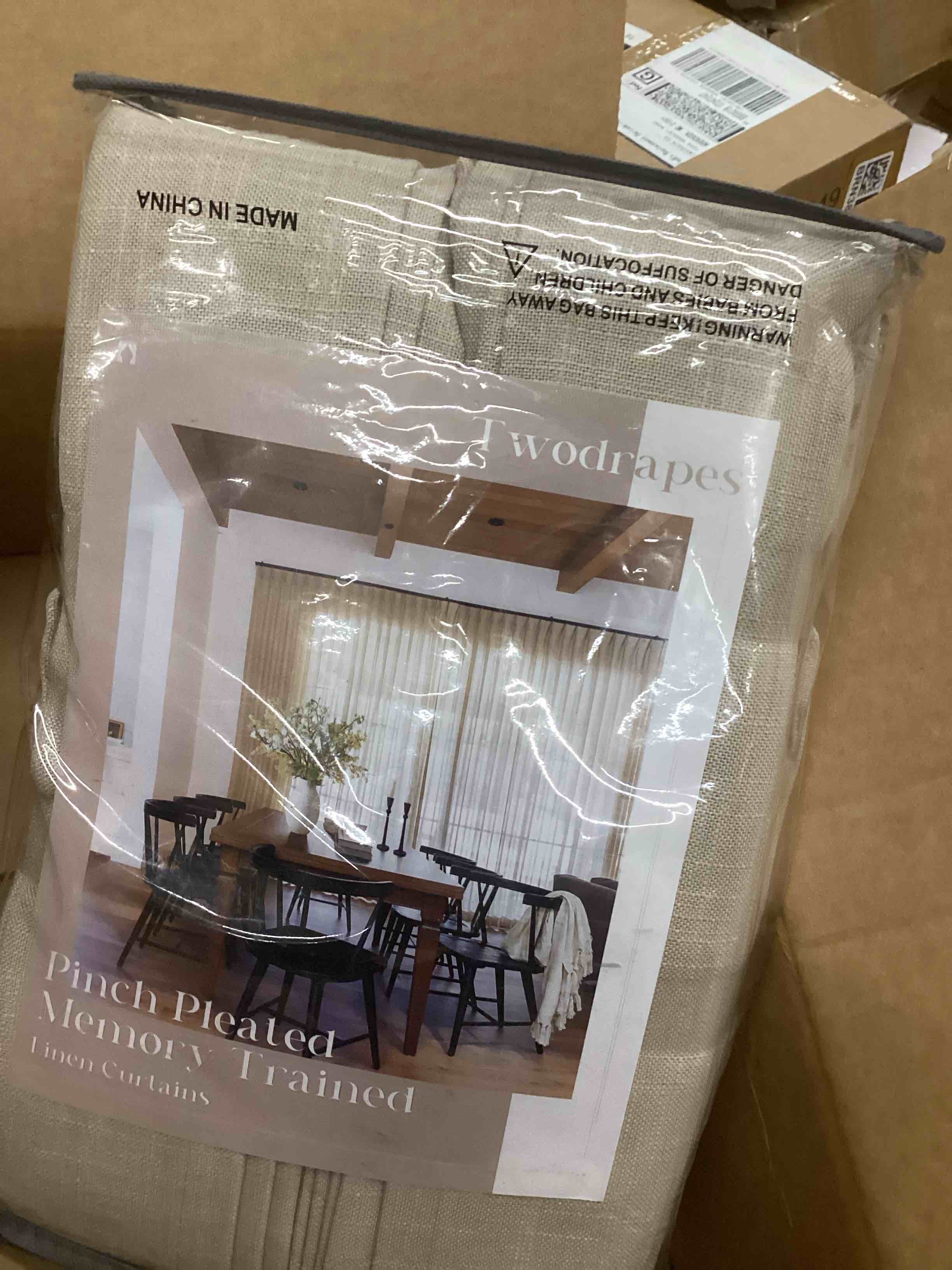 Condition photo showing New/Like New for Thick Linen Fabric Memory Trained Pinch Pleated Solid Farmhouse And Modern Rustic Curtains for Dining Living Room bedroom 2 Panels, 50” x 84”