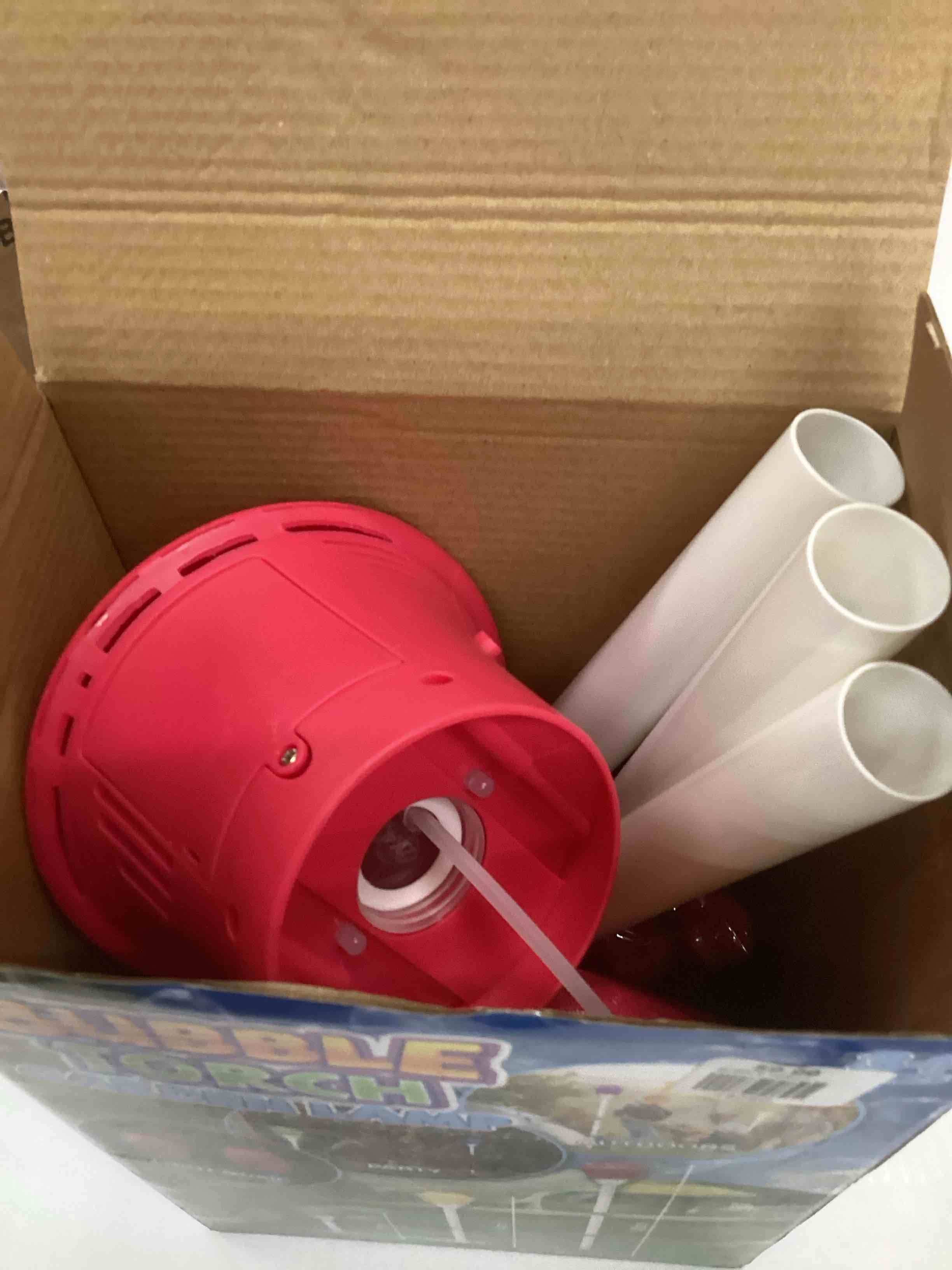 Condition photo showing New/Like New for bubble torch garden lamp, pink