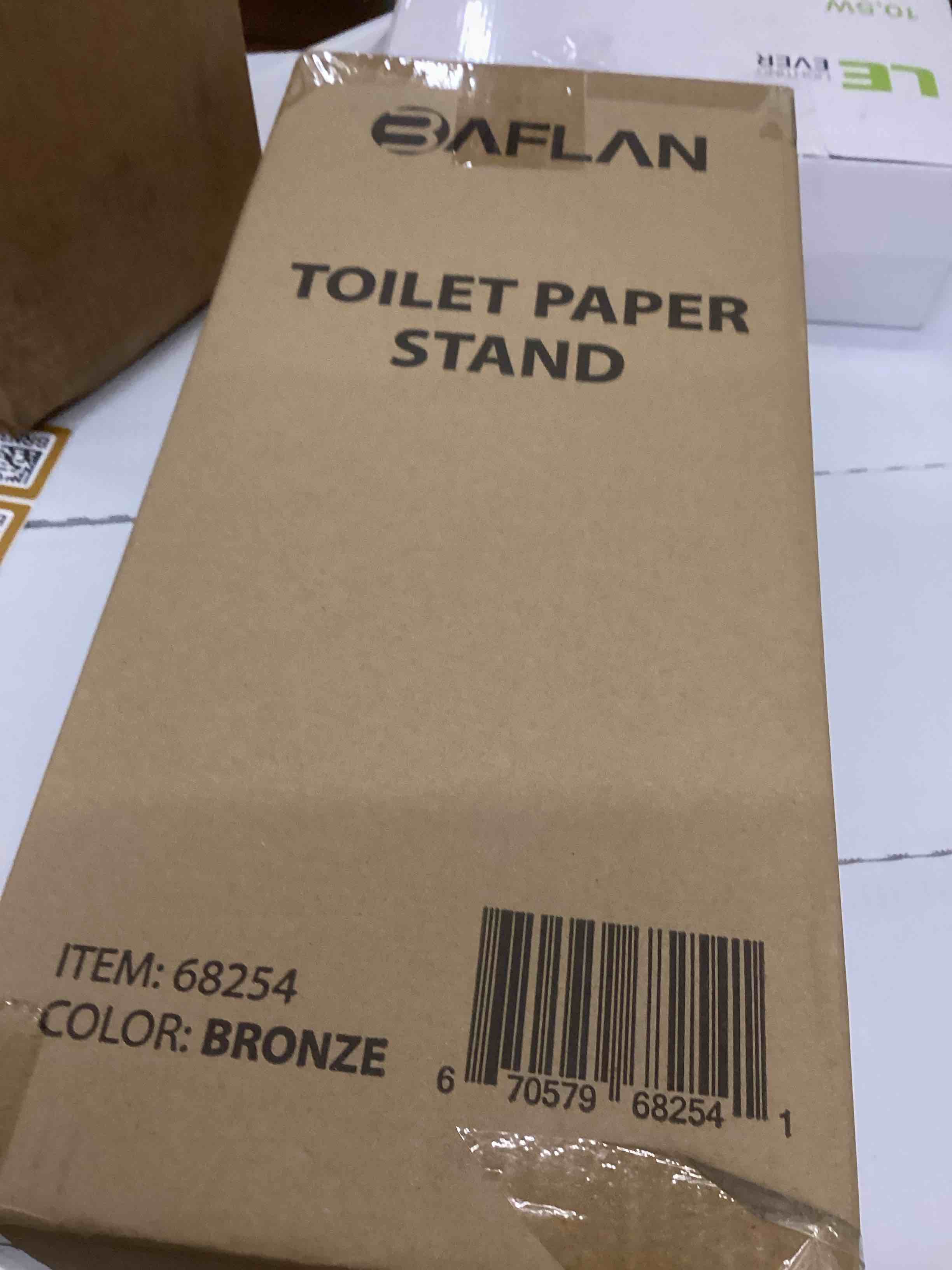 Condition photo showing New/Like New for Free Standing Toilet Tissue Paper Roll Holder Stand Dispenser - Bathroom Organizer with Storage Shelf - Bronze