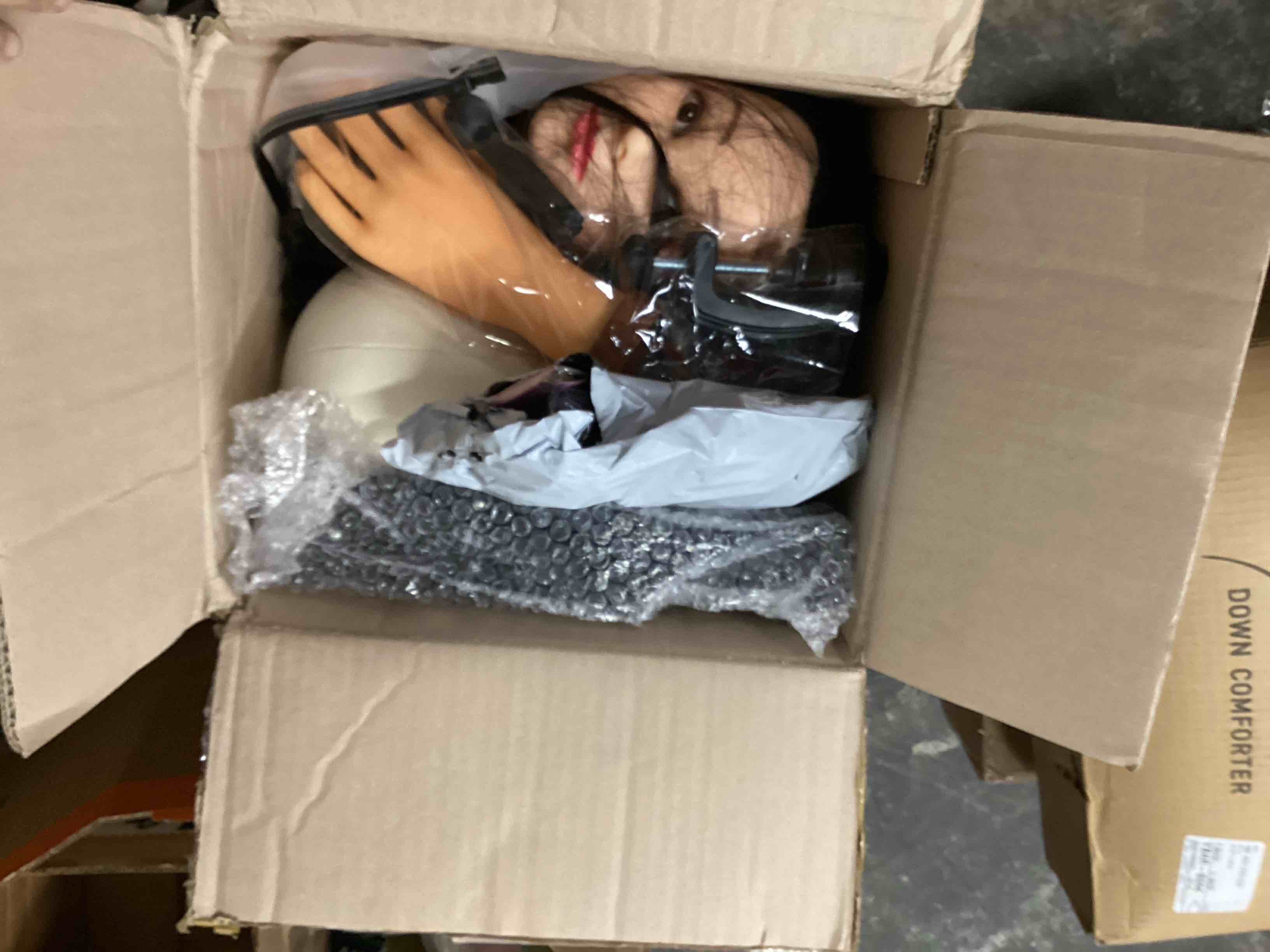 Condition photo showing Good Condition for Assorted of Human Hair Mannequin Head/22 Inch Wig Head Mannequin Head for Wigs, Wig Stand with Head for Hair Styling Practice Display Wigs Making Tripod Stand with T Pins Set / practice hand for acrylic nails