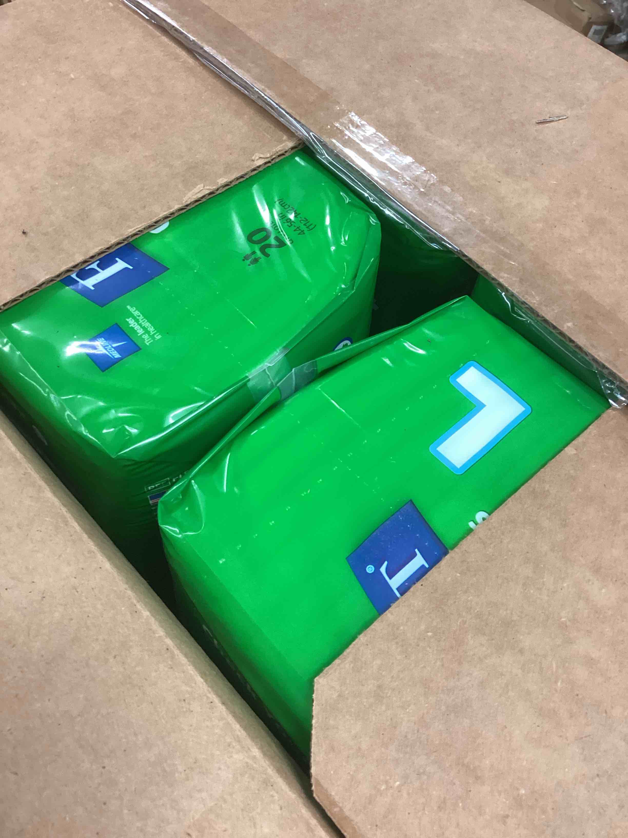 Condition photo showing New/Like New for fitright ultra adult diapers, disposable incontinence briefs with tabs, heavy absorbency, large, 44"-56", 4 packs of 20 (80 total)