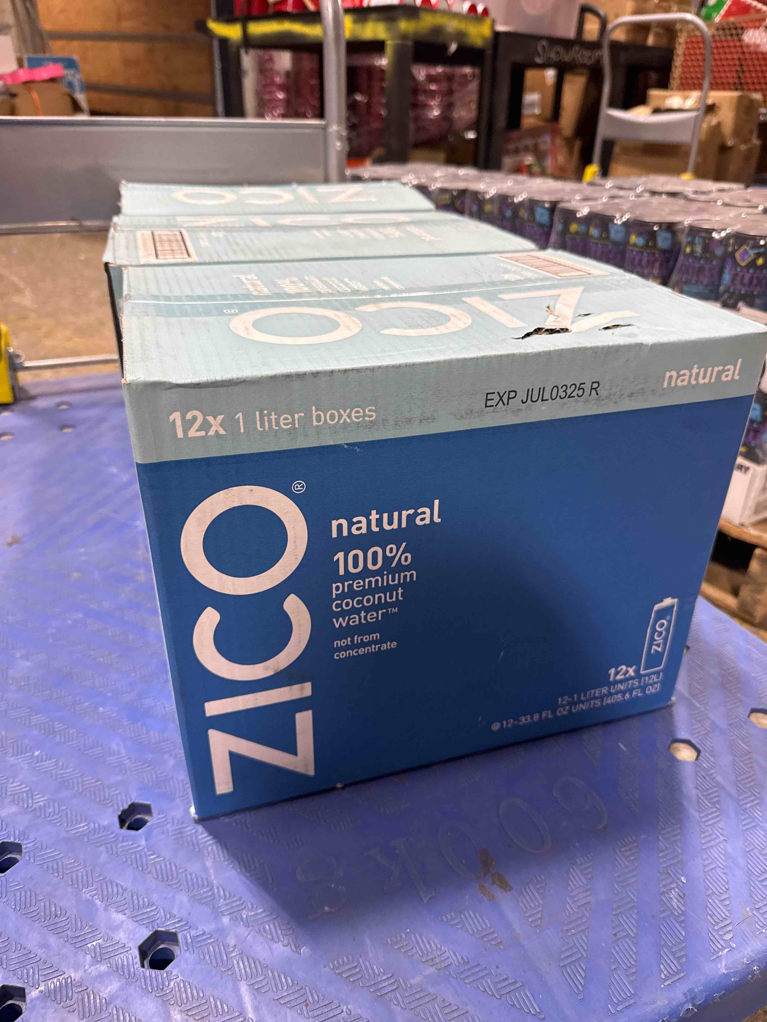 case of 12  Zico Natural Pure Coconut Water  33.8 Fl. Oz.