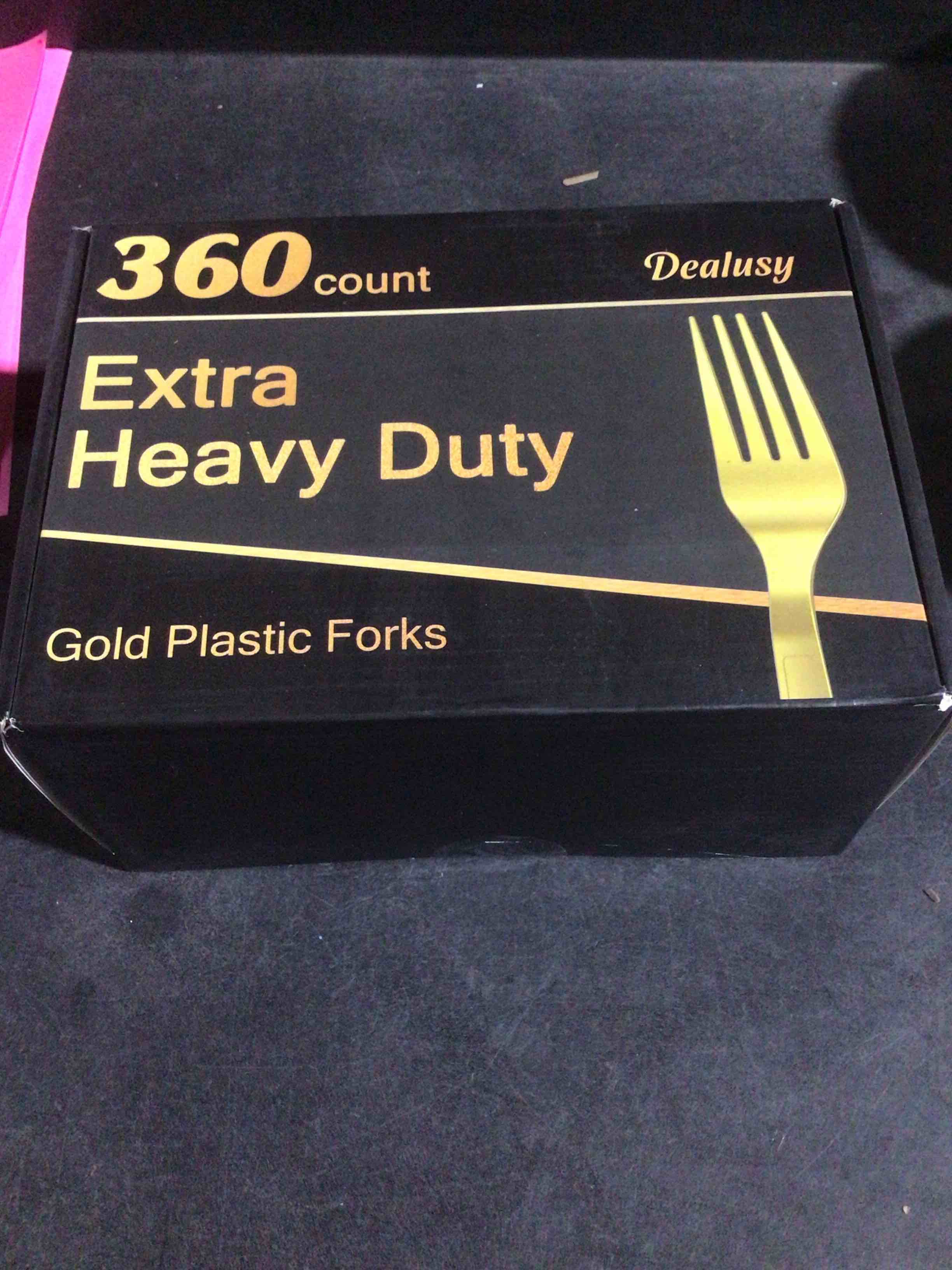Condition photo showing Good Condition for 360 Count Extra Heavy Duty Gold Plastic Forks Disposable, BPA-Free, Heat Resistant, Solid and Durable Disposable Forks Bulk, Premium Plastic Forks heavy duty for Party Supply