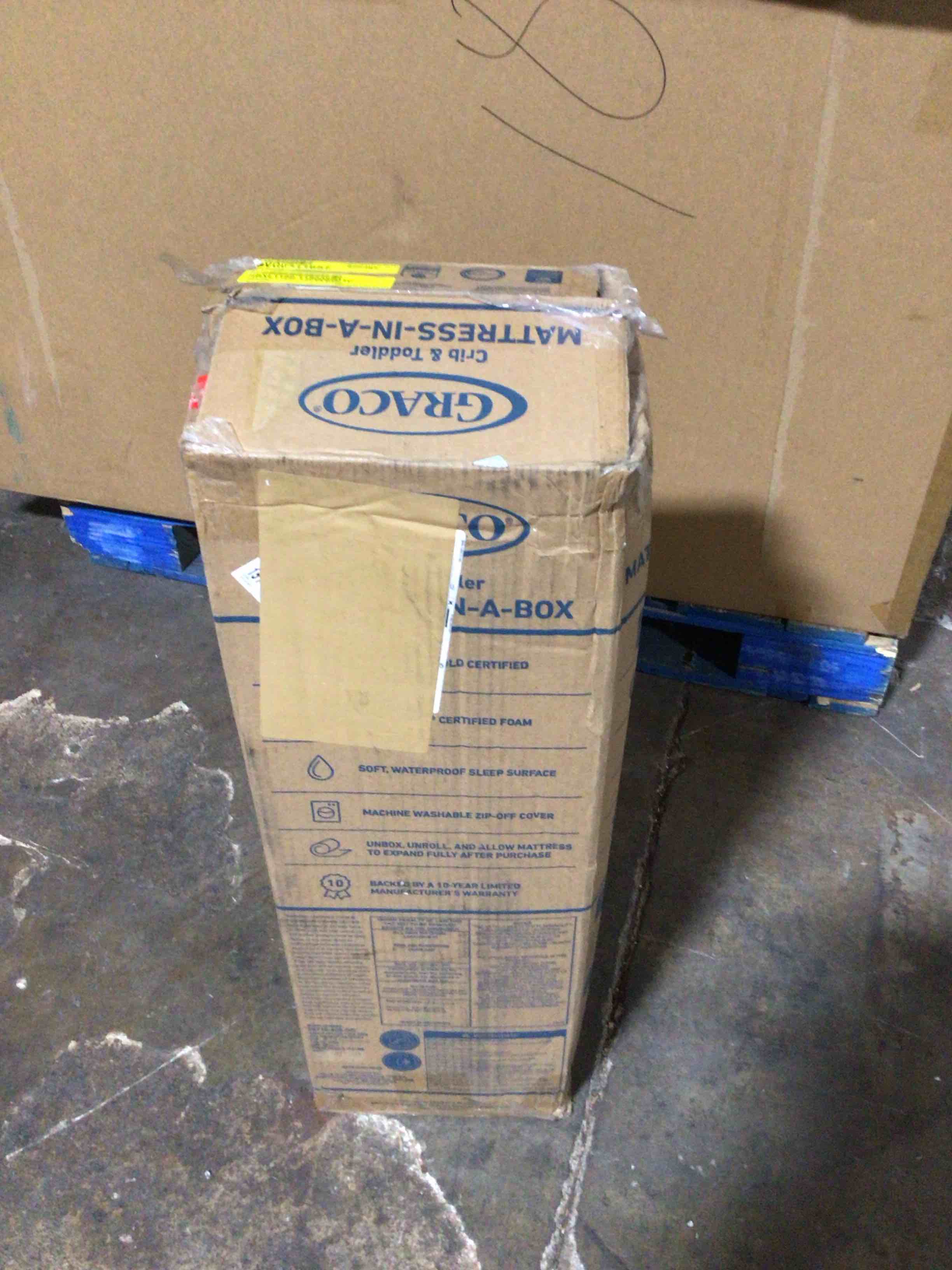 Condition photo showing Good Condition for graco premium crib & toddler mattress – greenguard gold certified, machine washable oeko-tex standard 100 certified cover with waterproof surface, fits any standard full size baby crib & toddler bed