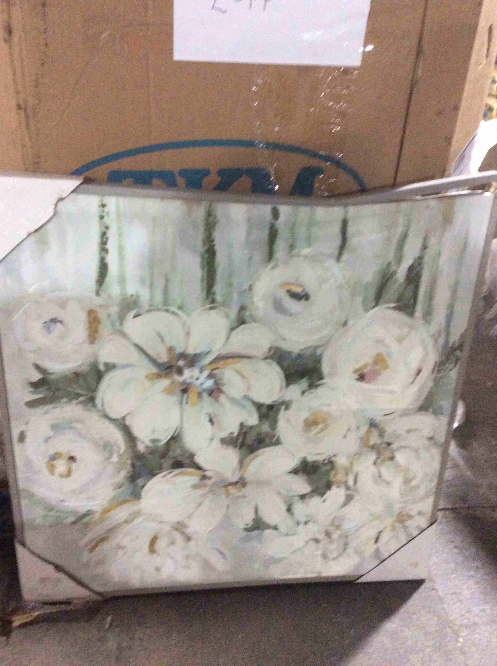 Condition photo showing As Is for  large canvas art flowers 