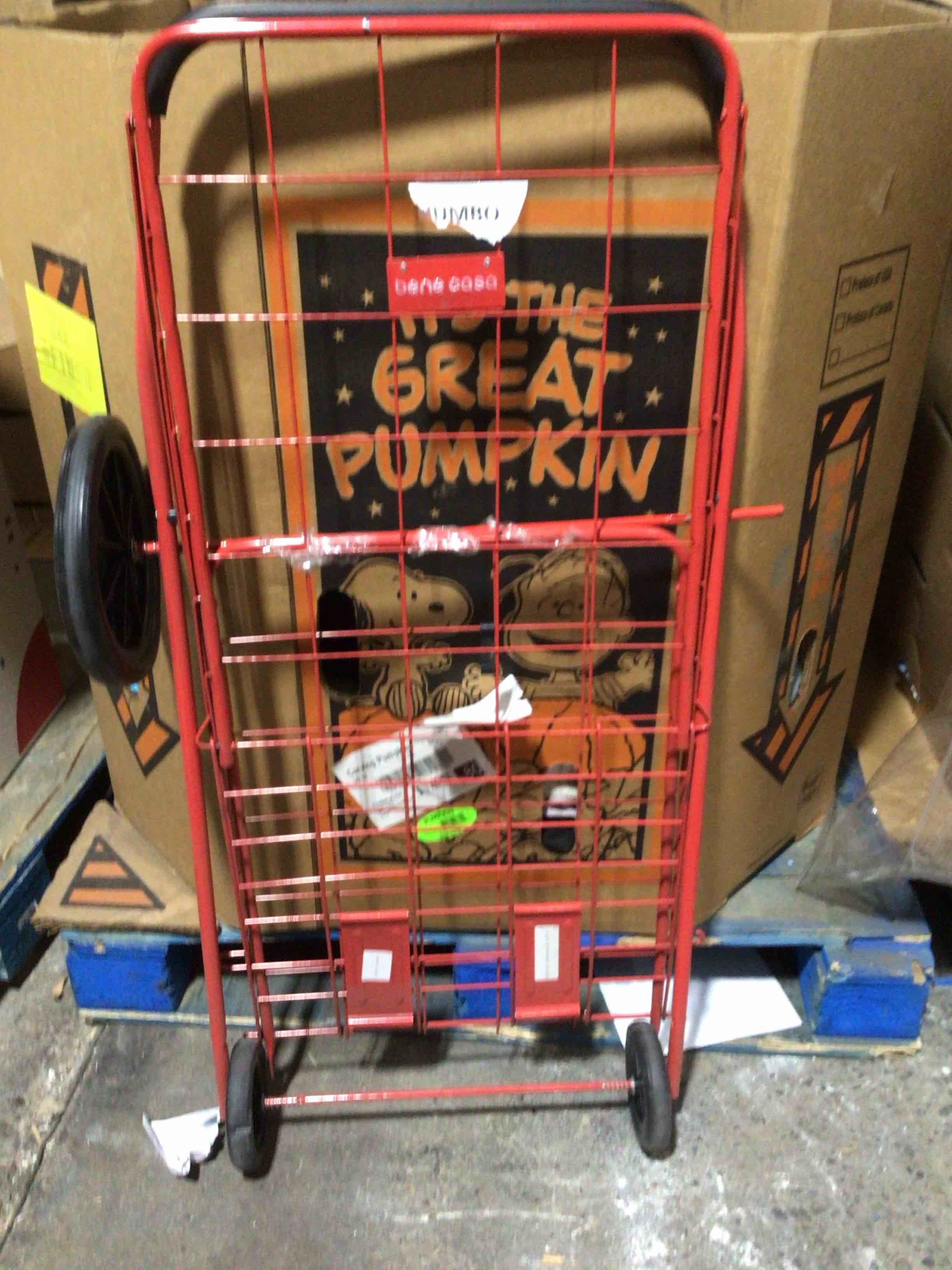 Condition photo showing As Is for dmi utility cart with wheels to be used for shopping, grocery, laundry and stair climber cart, weighs 7.5 pounds but holds up to 90 pounds, compact and foldable