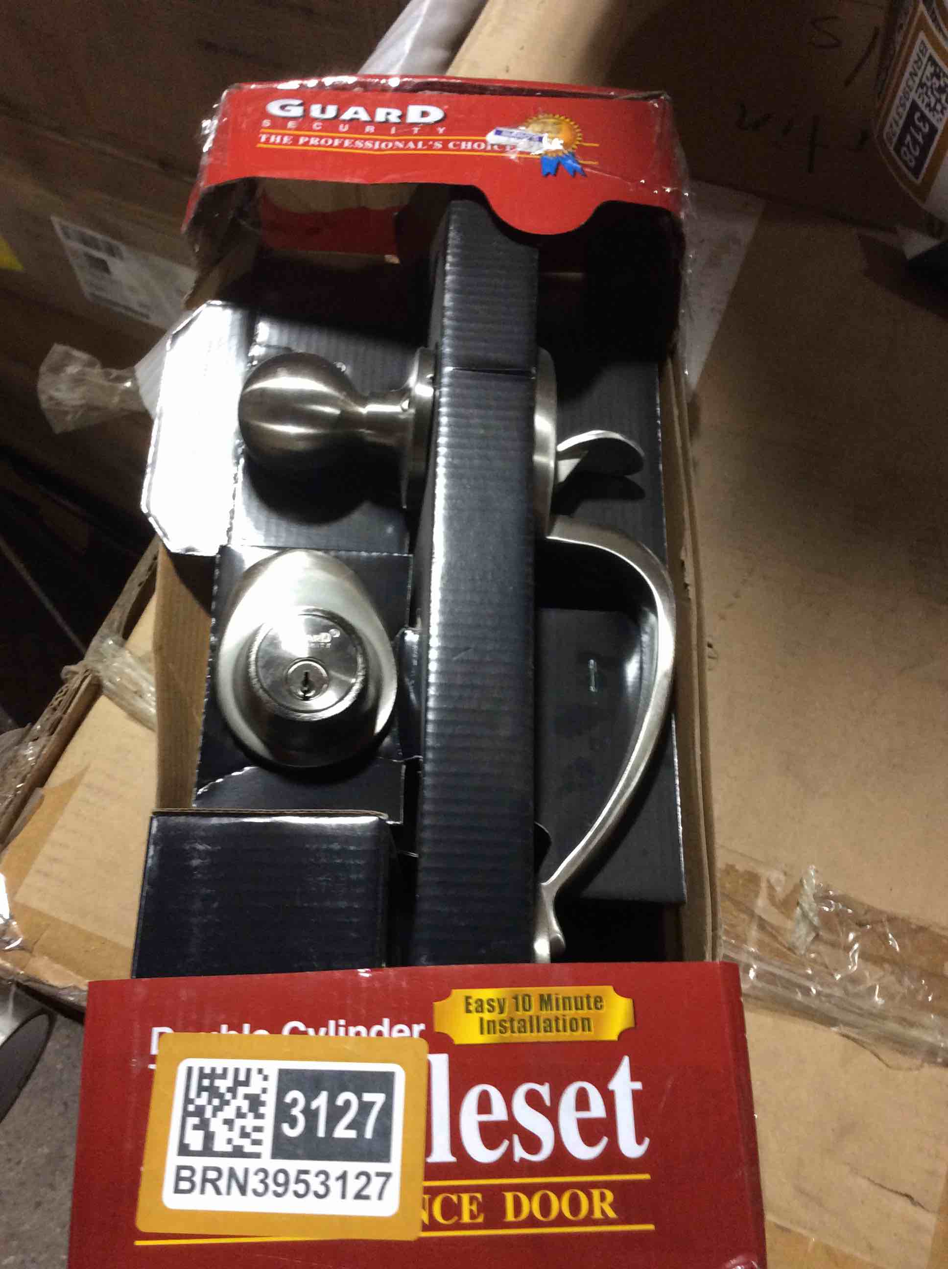 Condition photo showing Good Condition for camelot satin nickel double cylinder door handleset with georgian knob