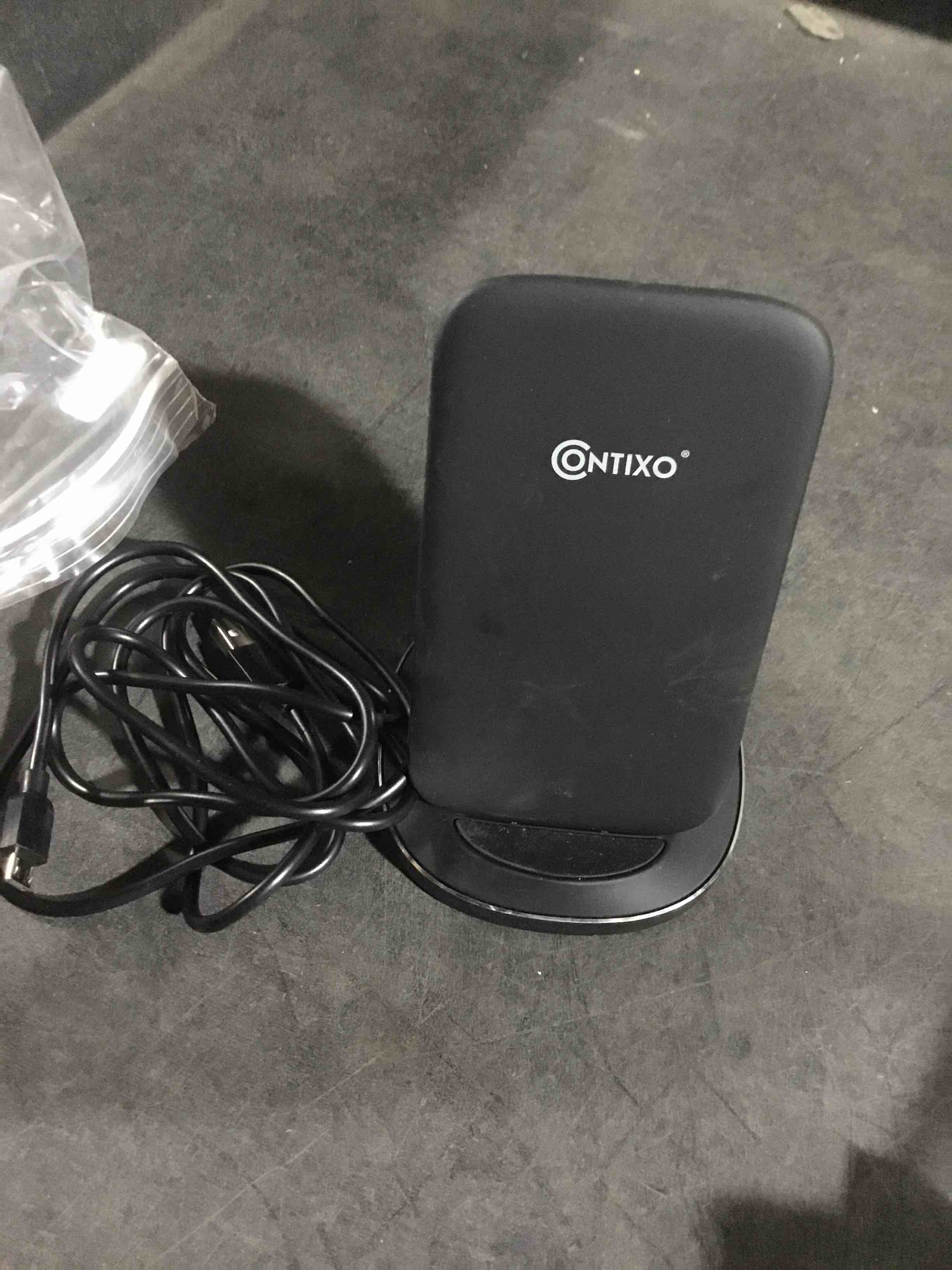 Condition photo showing As Is for contixo w3 fast wireless charging stand, qi compatible for smartphones