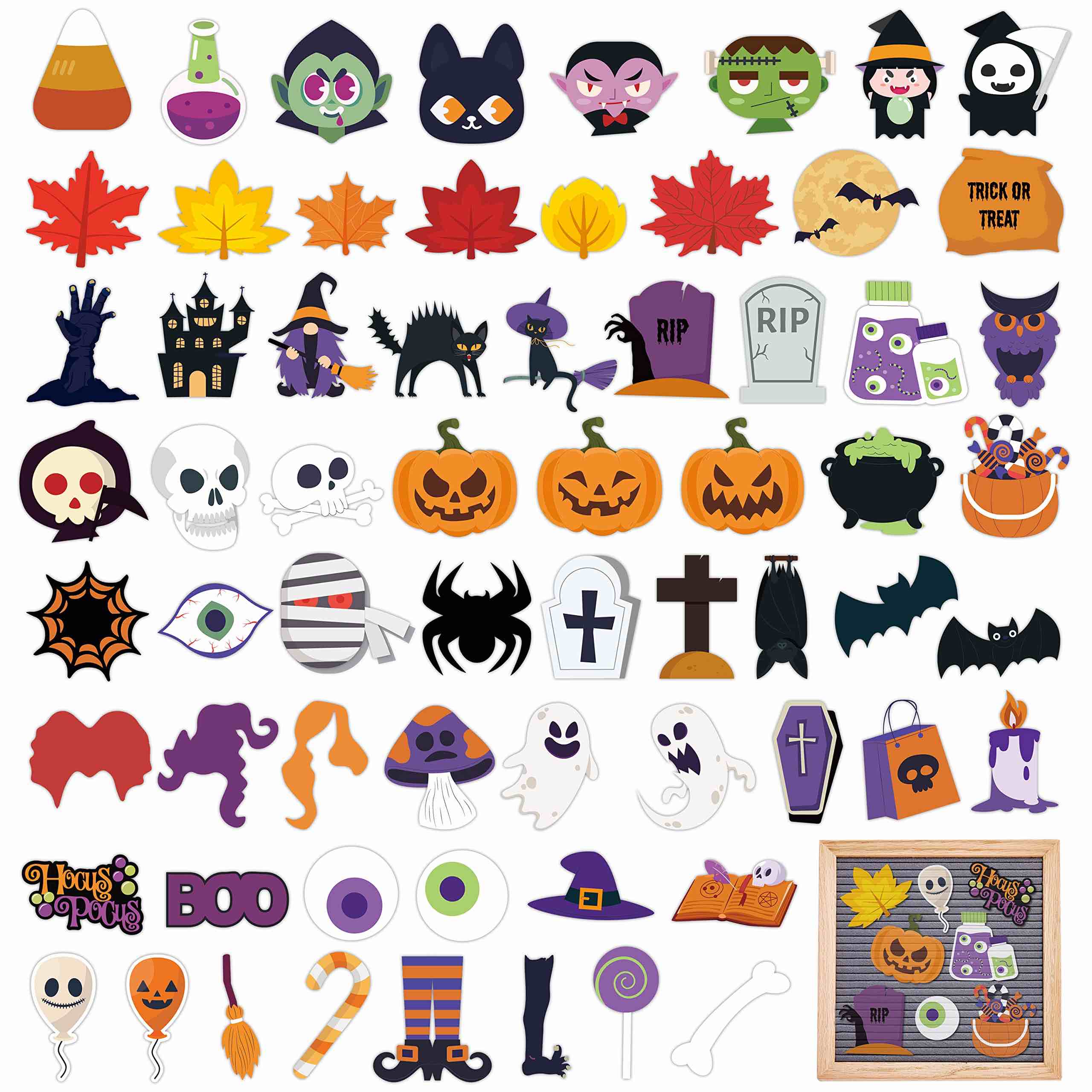 W1cwey 65pcs Halloween Icons for Felt Letter Board Carnival ...